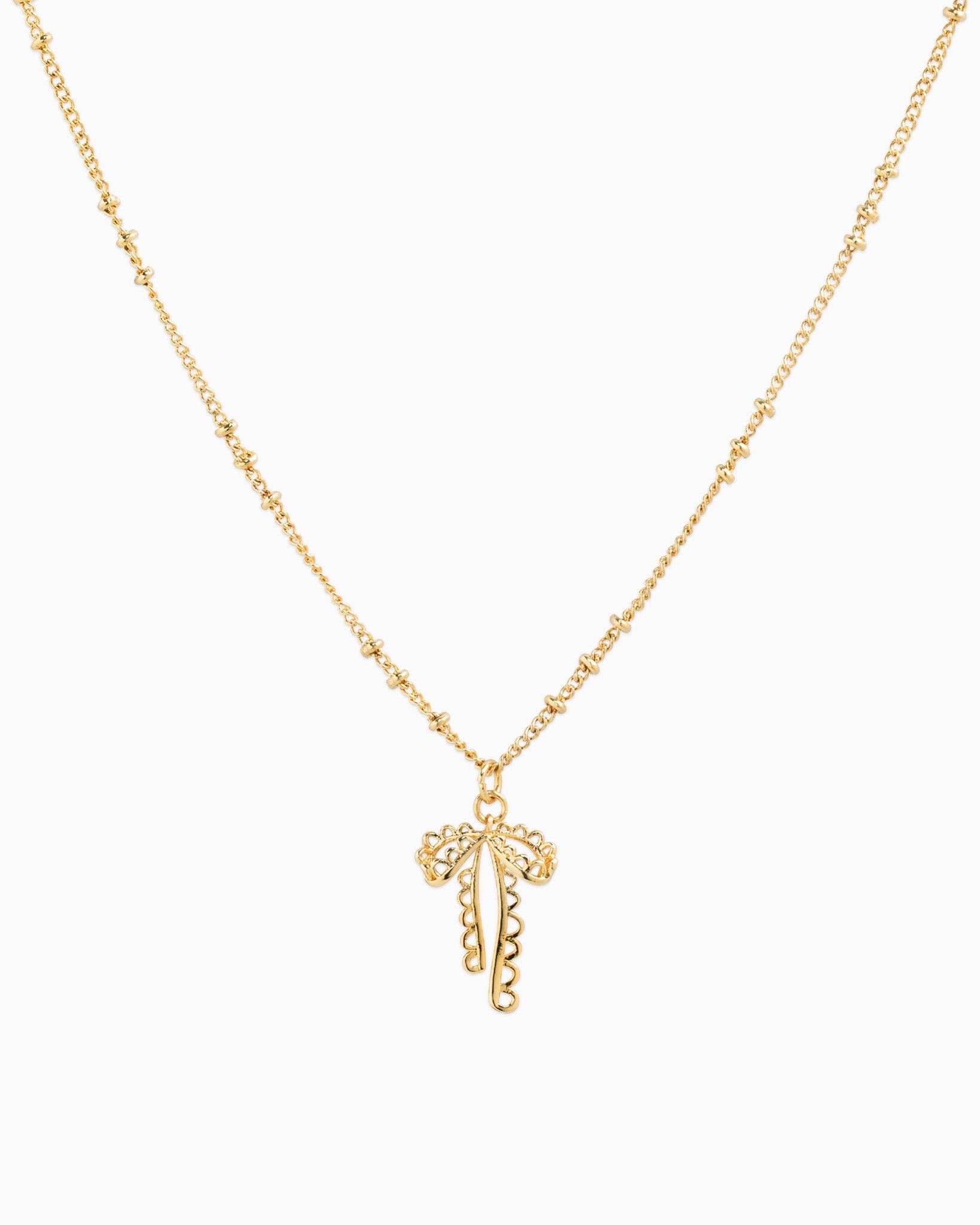 Lace Bow Ball Station Necklace