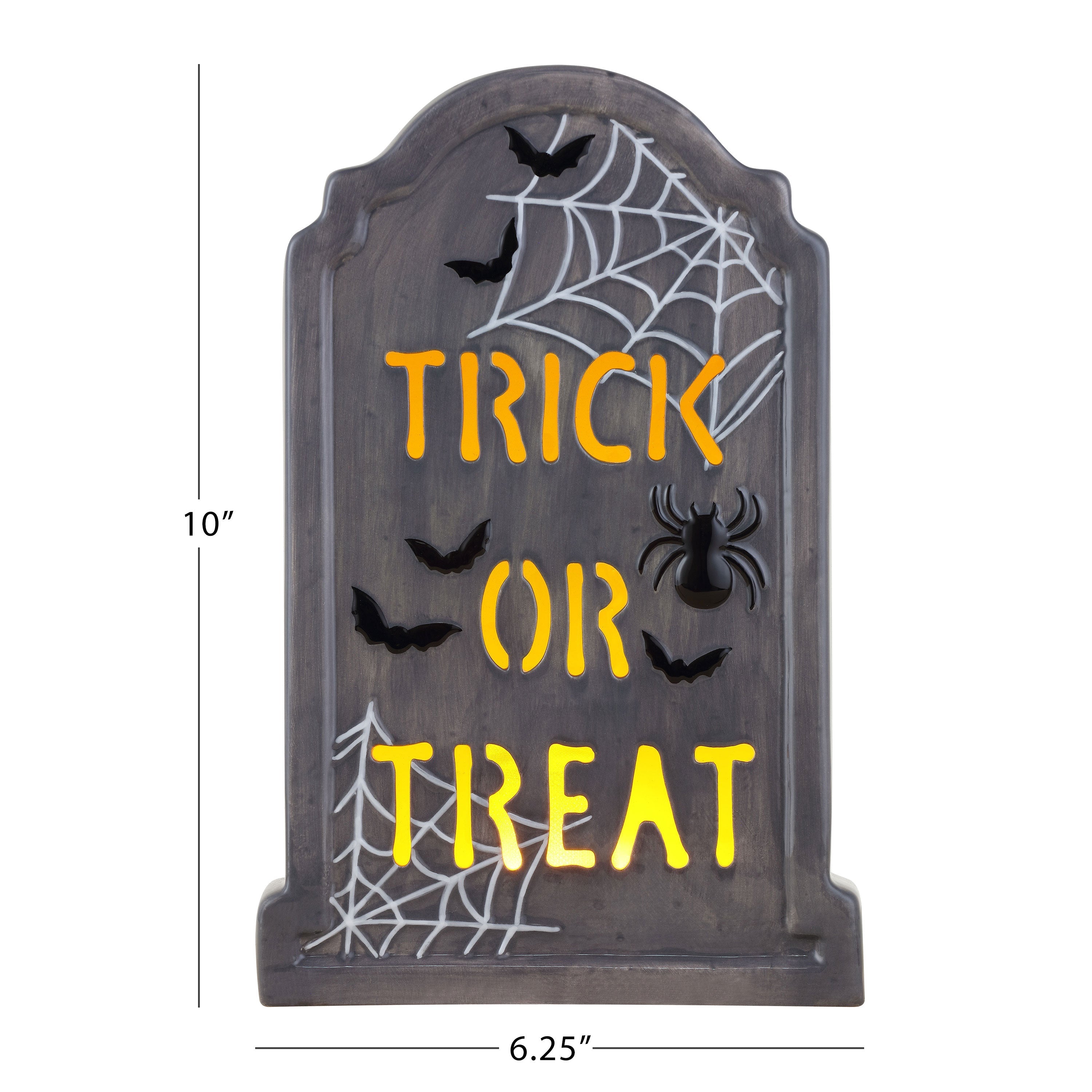 10 in. Ceramic LED Tombstone - Trick or Treat