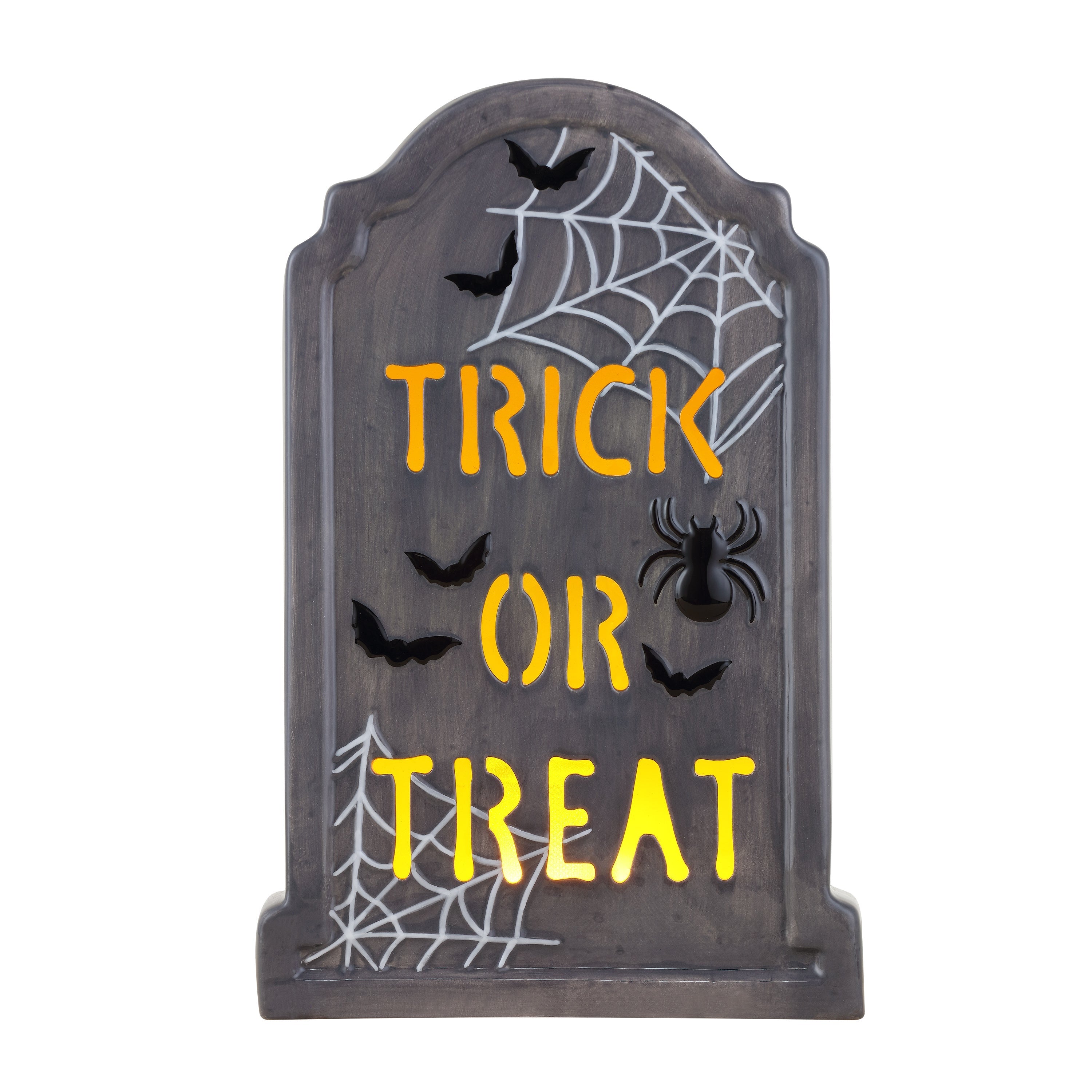 10 in. Ceramic LED Tombstone - Trick or Treat