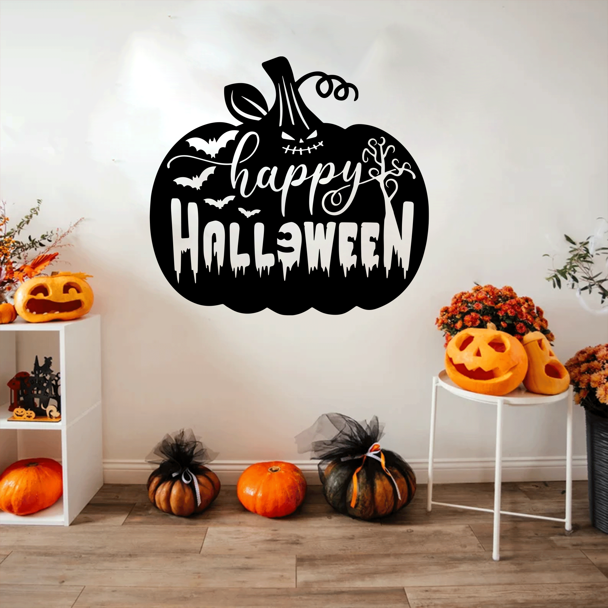 Happy Halloween Pumpkin Metal Wall Art