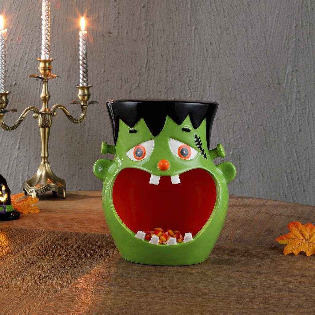 11.5 in. Motion Activated Ceramic Frankenstein Candy Bowl