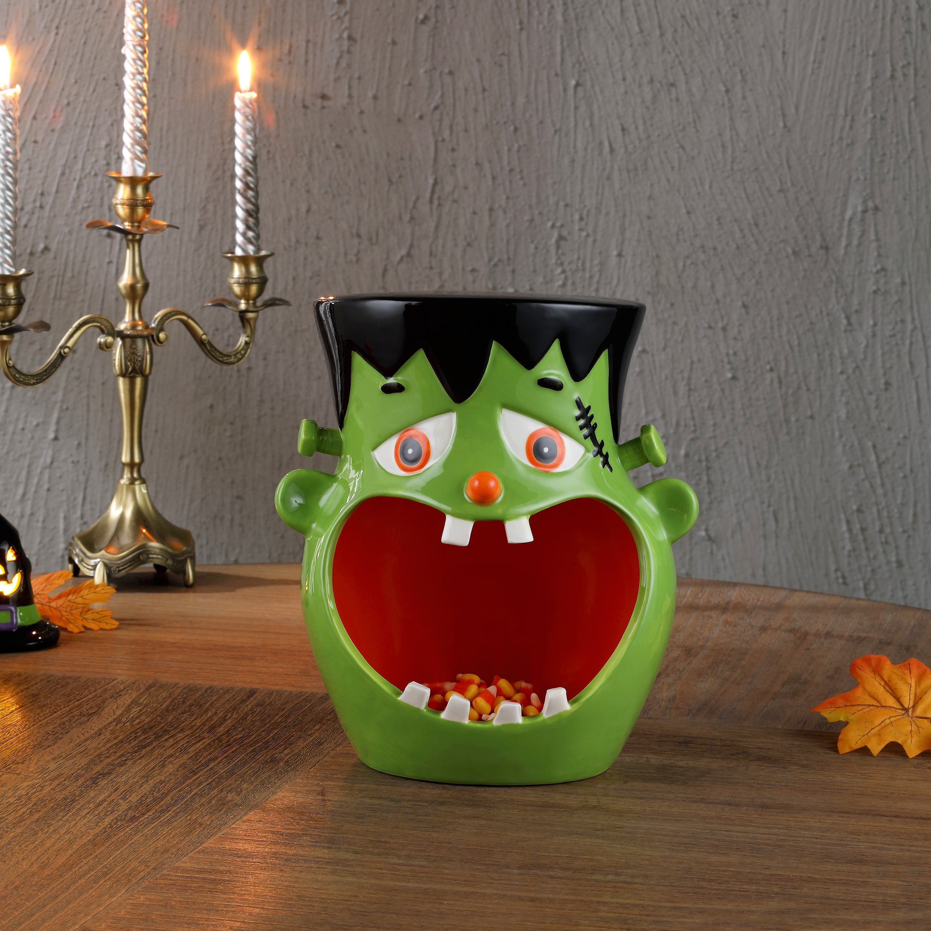 11.5 in. Motion Activated Ceramic Frankenstein Candy Bowl