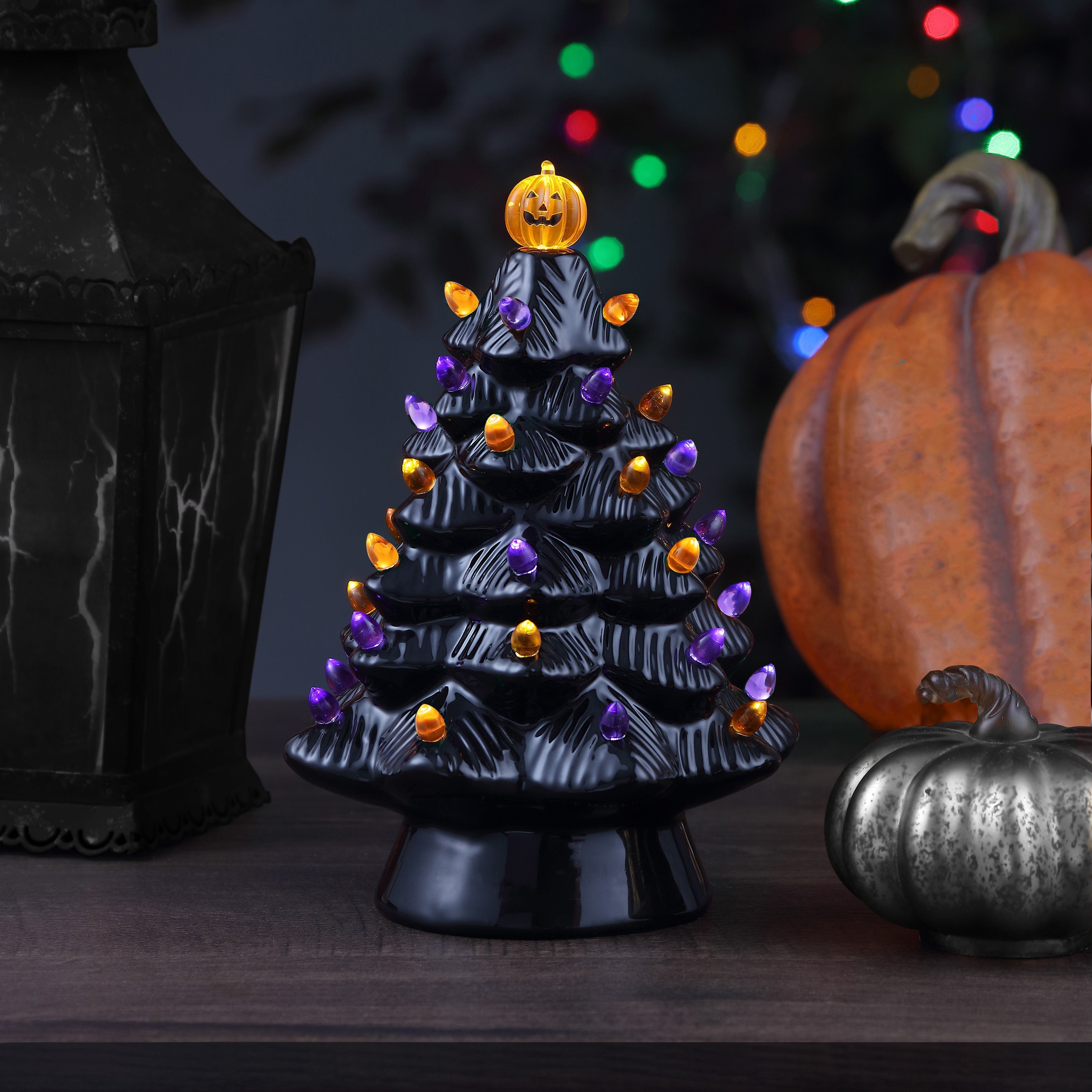 12 in. Ceramic Halloween Tree - Black