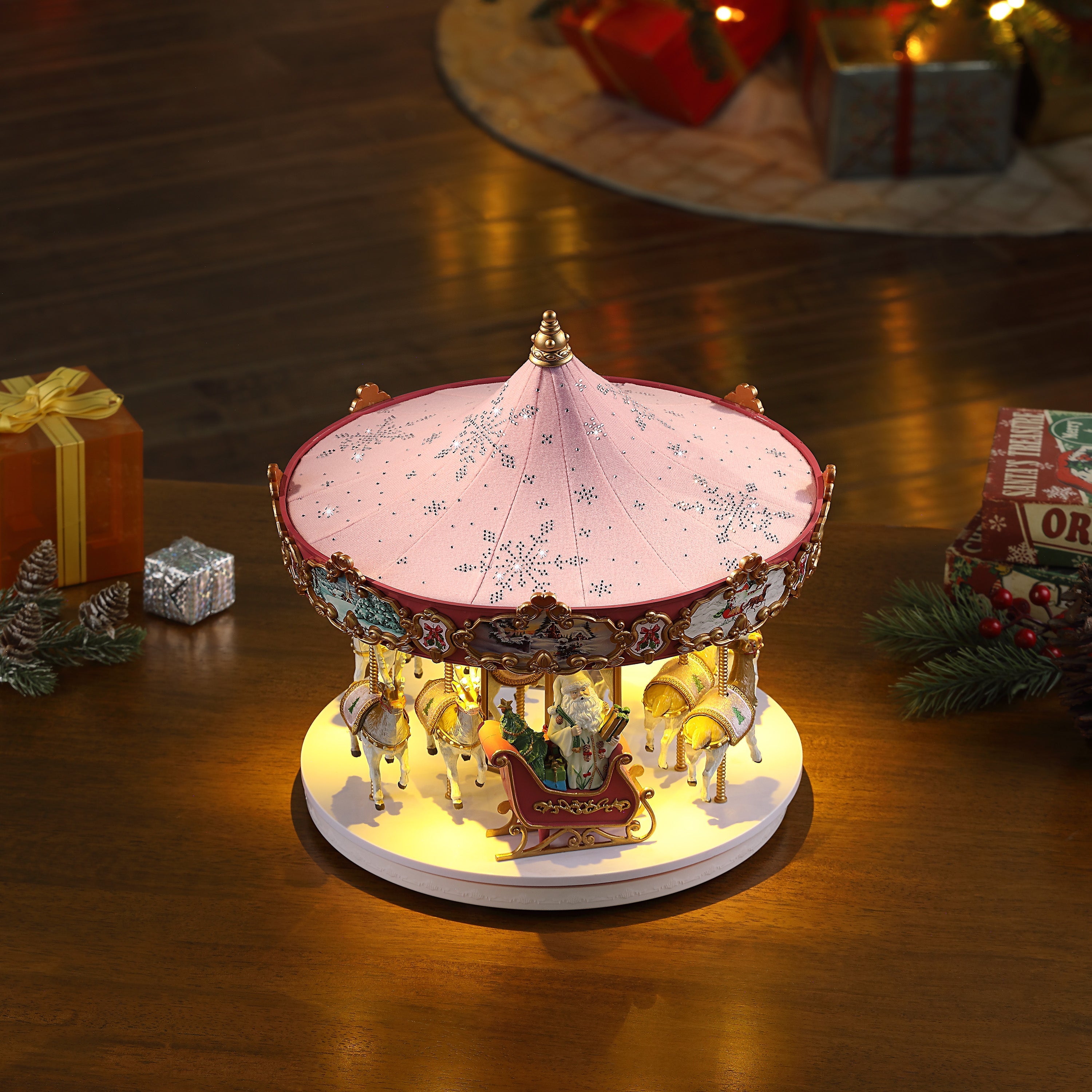 12 in. Animated Swarovski Snowflake Carousel