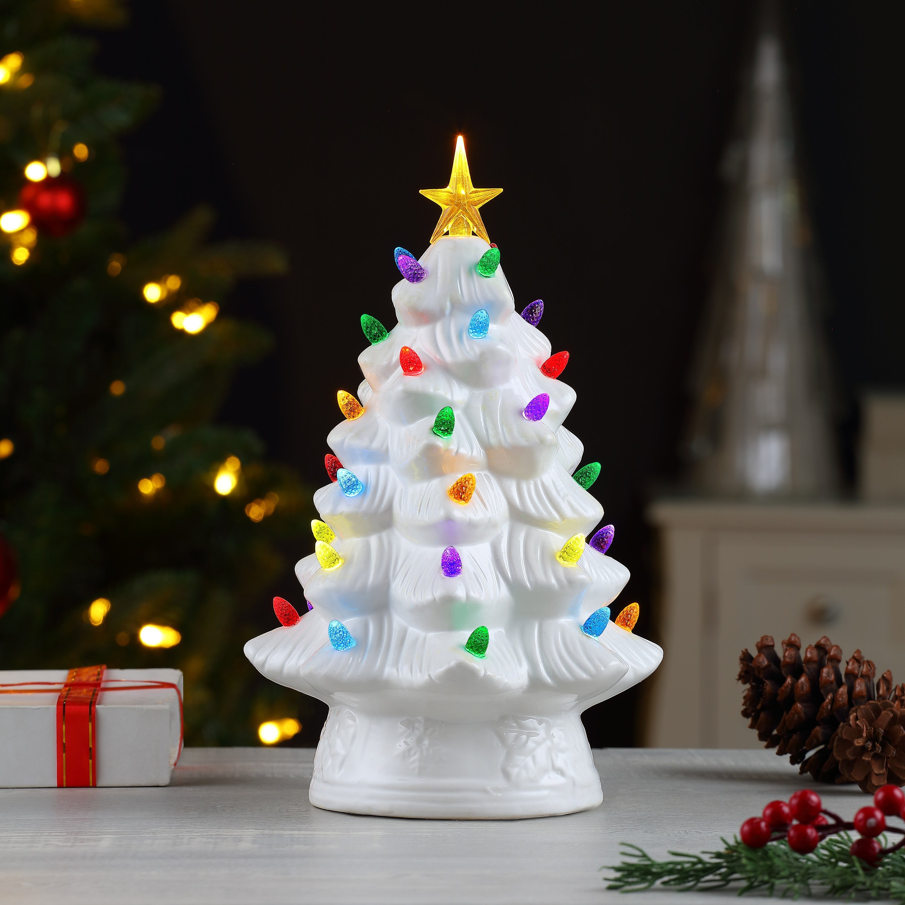 12 in. Nostalgic Ceramic Tree - White