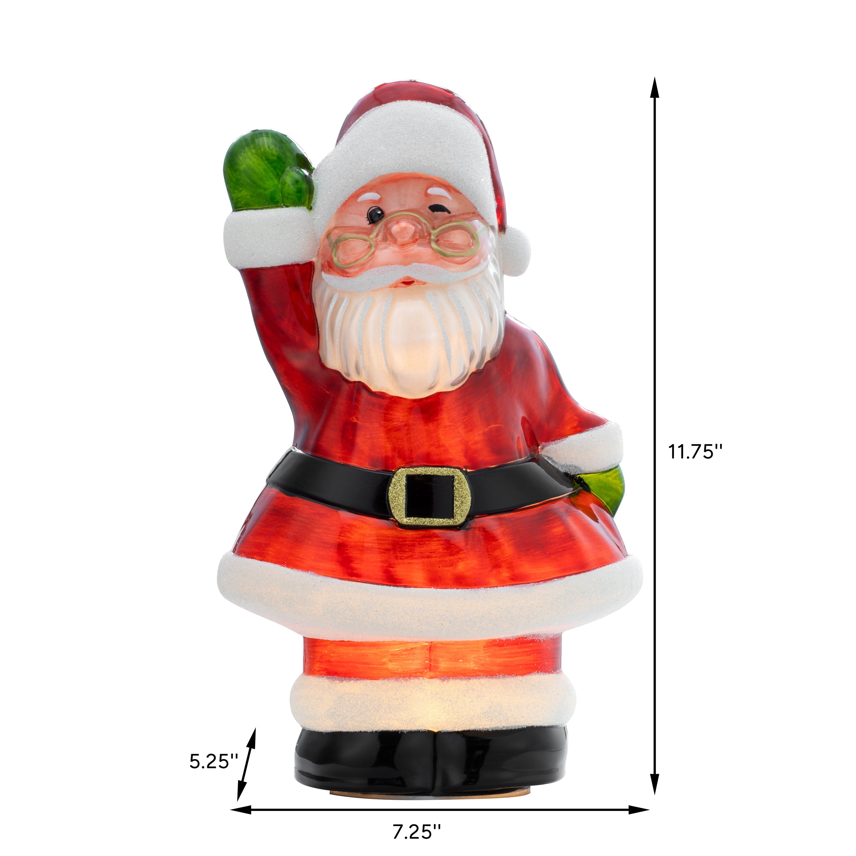 12 in. Vintage Illuminated Mercury Glass Figurine - Santa