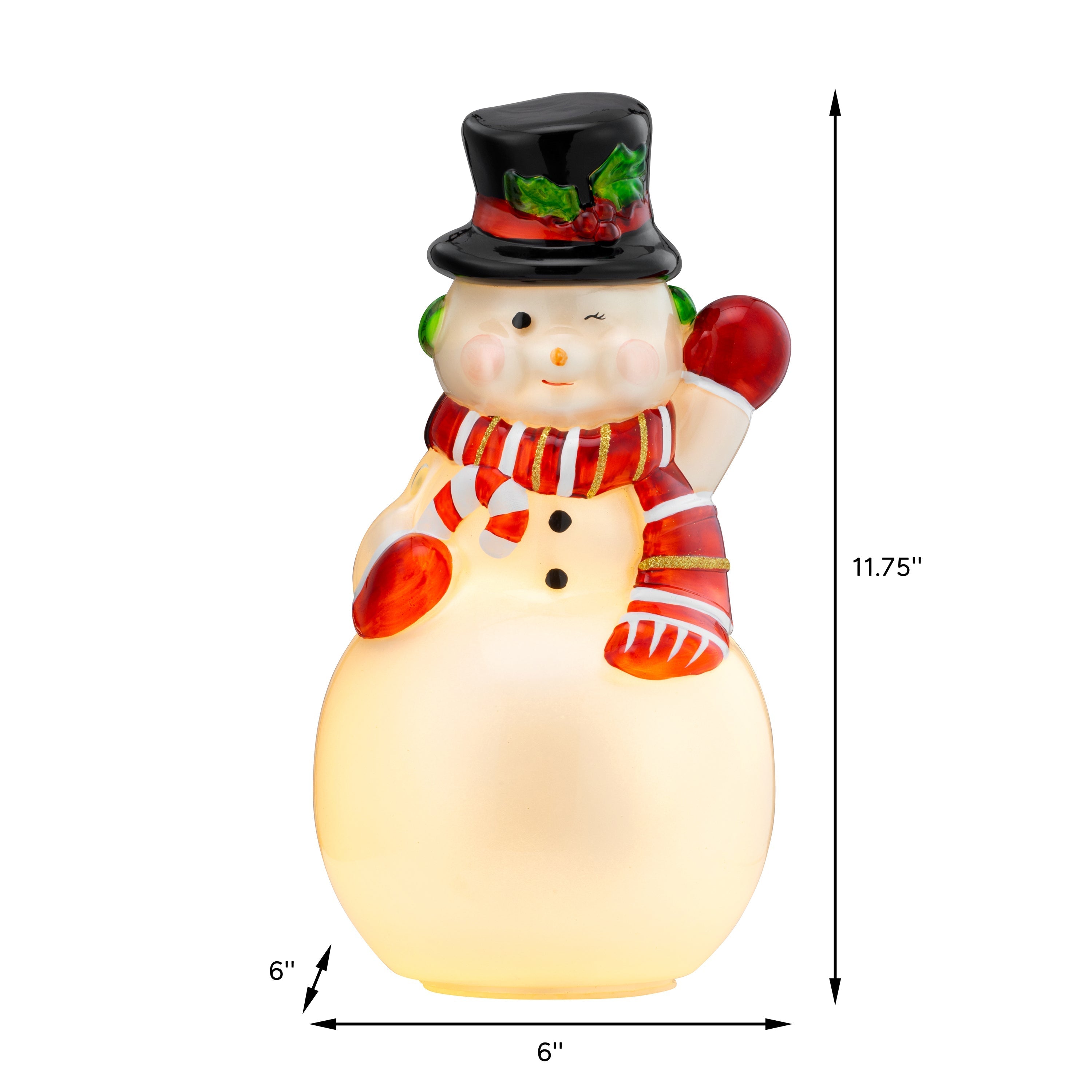 12 in. Vintage Illuminated Mercury Glass Figurine - Snowman