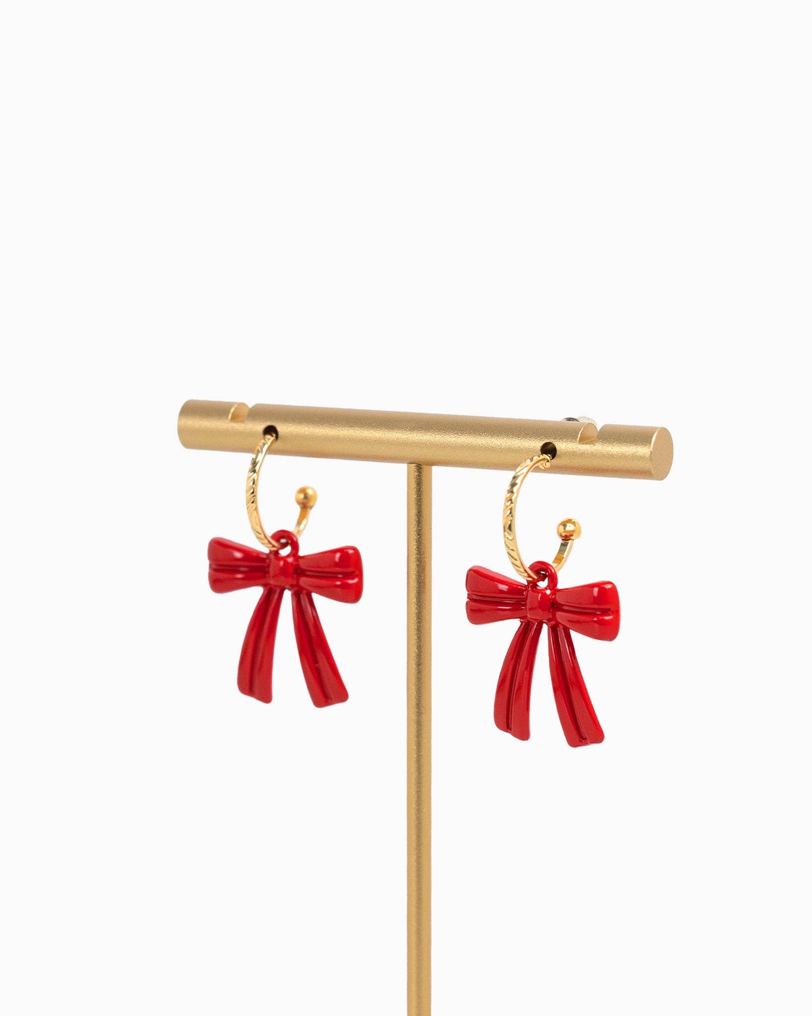 Christmas Bow Drop Rope Hoop Earrings