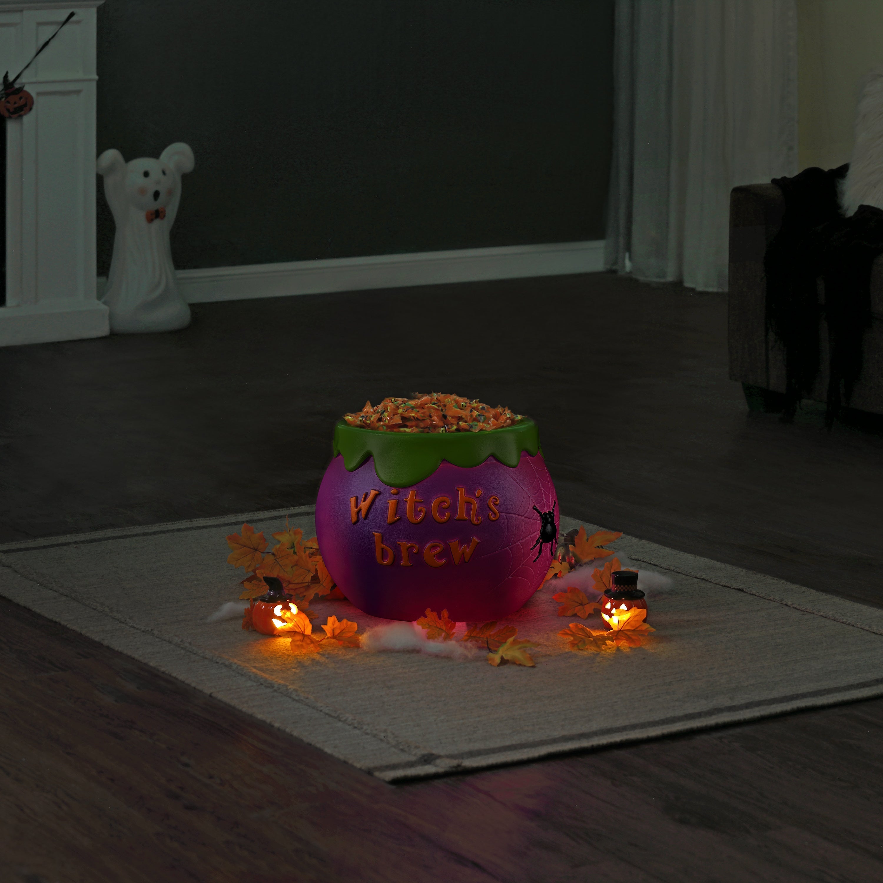 14 in. Cauldron Lit Blow Mold Candy Bowl