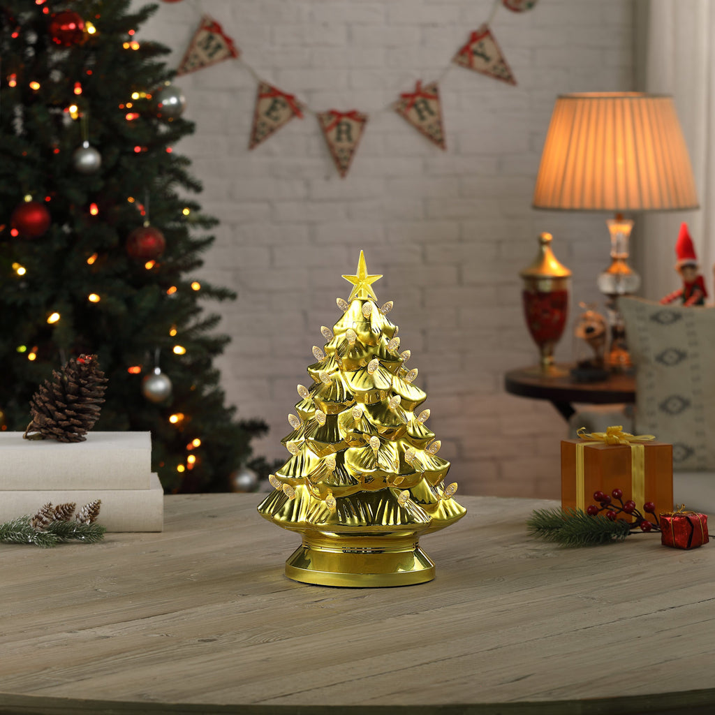 14 in. Shatterproof Nostalgic Tree - Gold