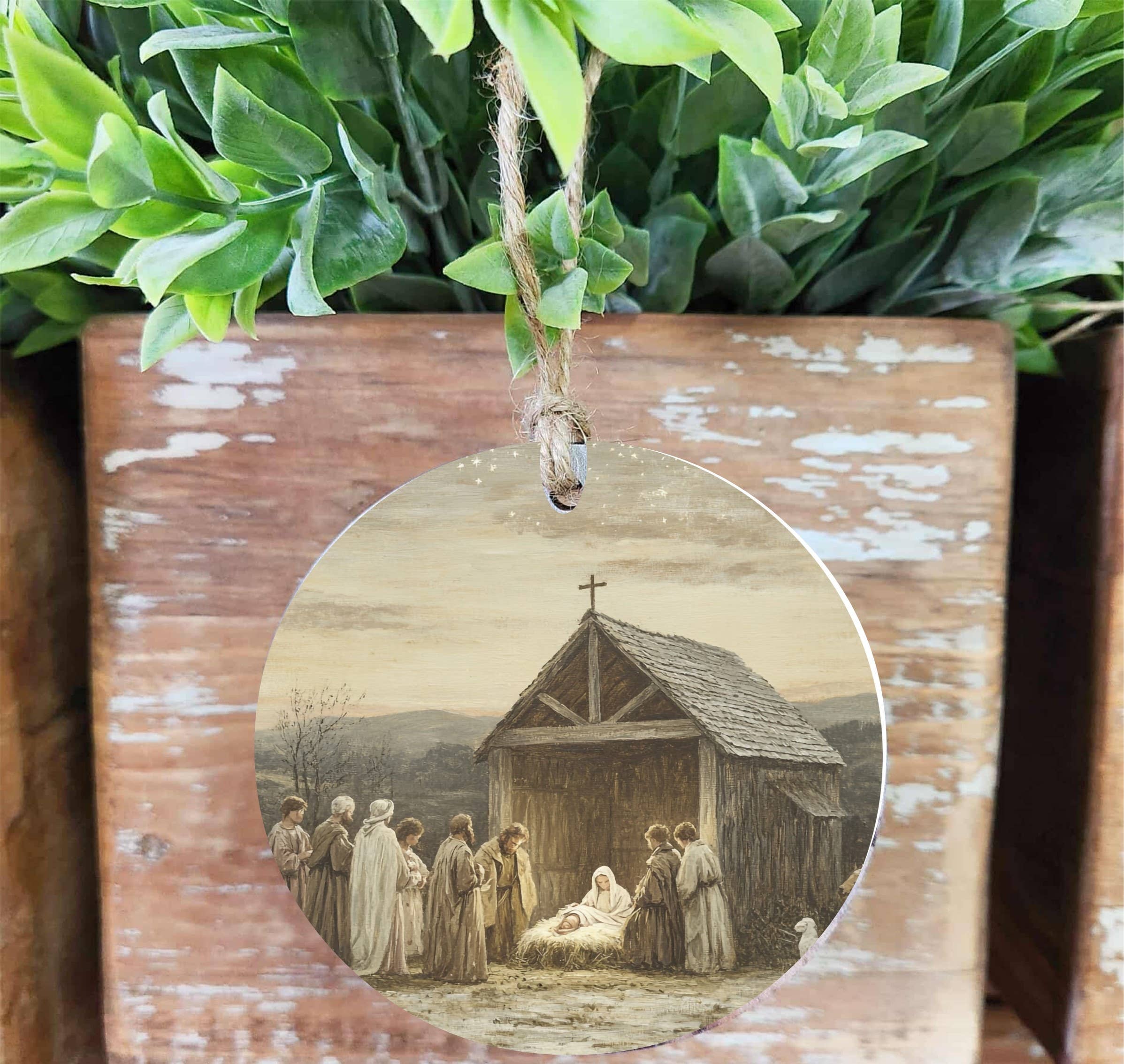 Nativity Scene Wood Ornament