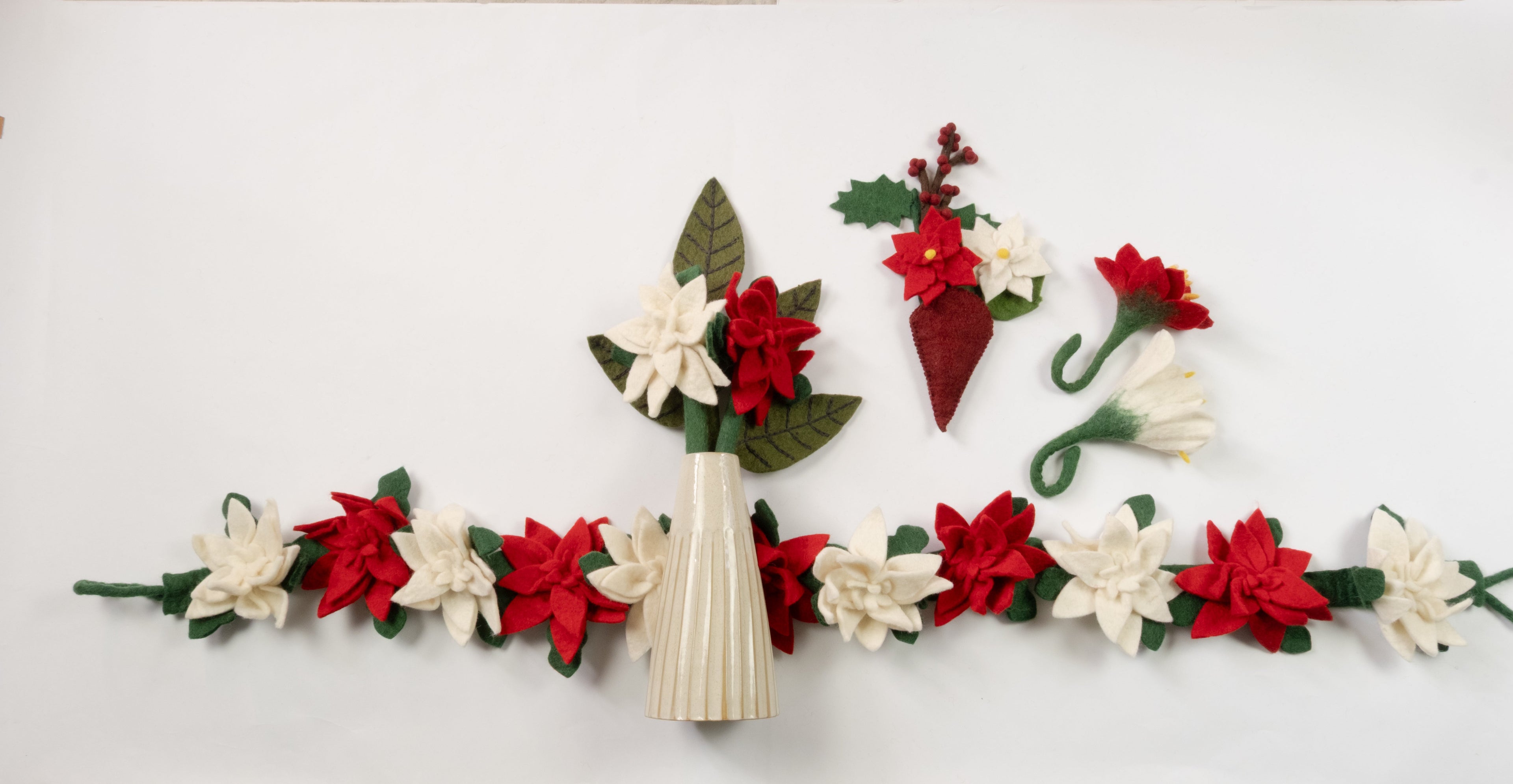 Mini Felt Hanging Bouquets Poinsettia