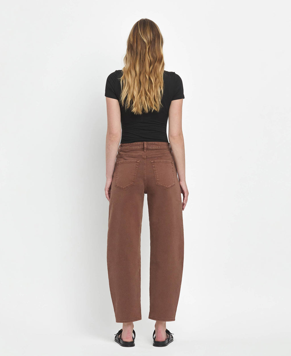 Super High Rise Brown Barrel Jeans