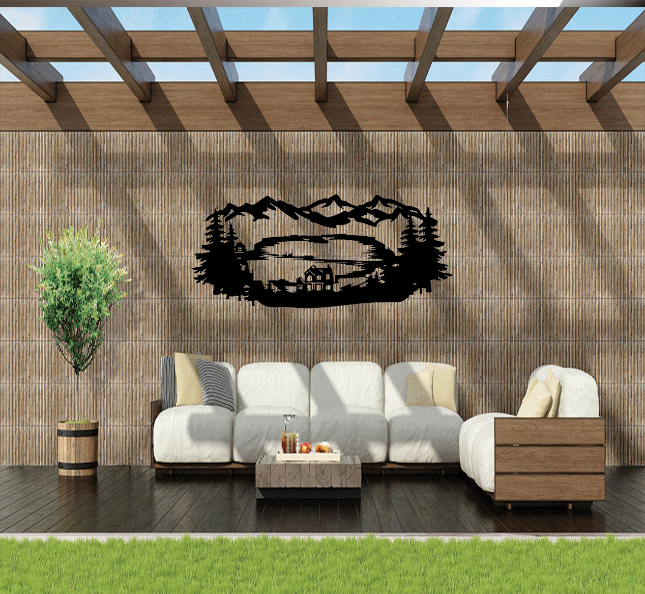 Mountain Lake View - Metal Wall Art