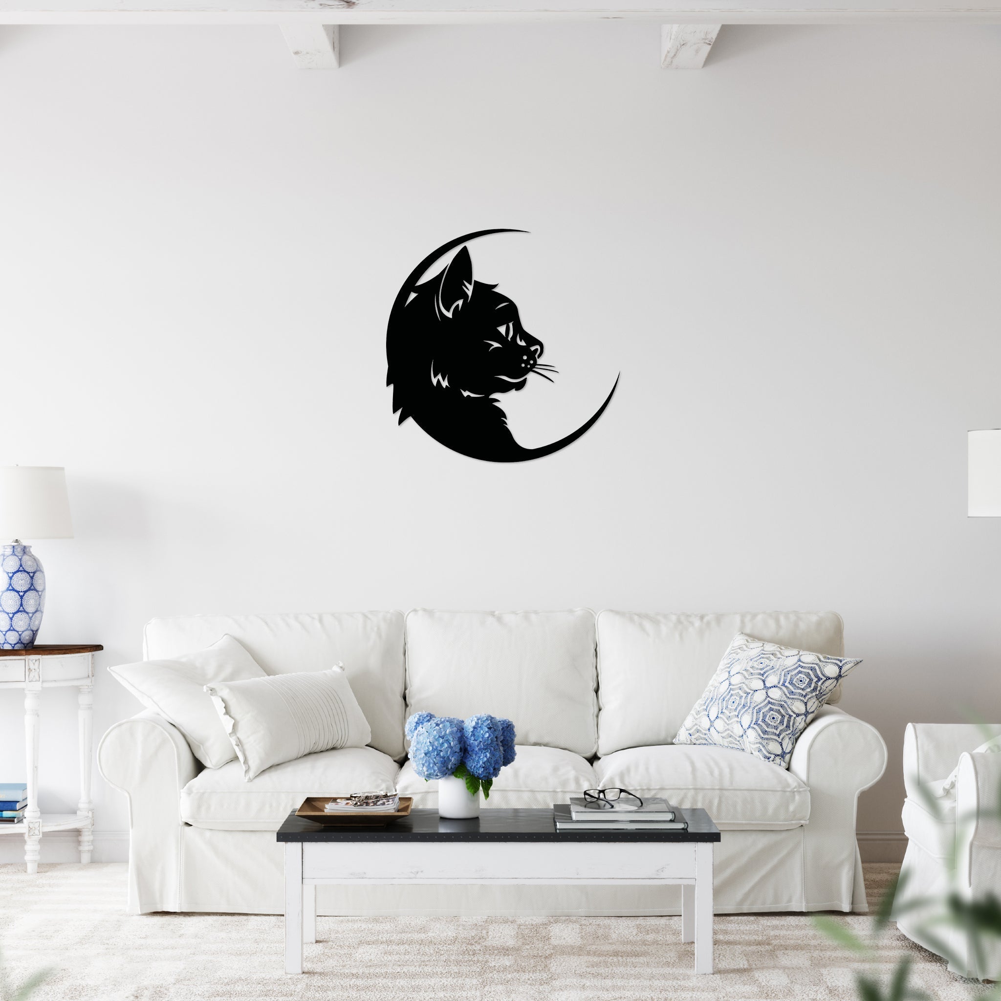 Cat Moon - Metal Wall Art