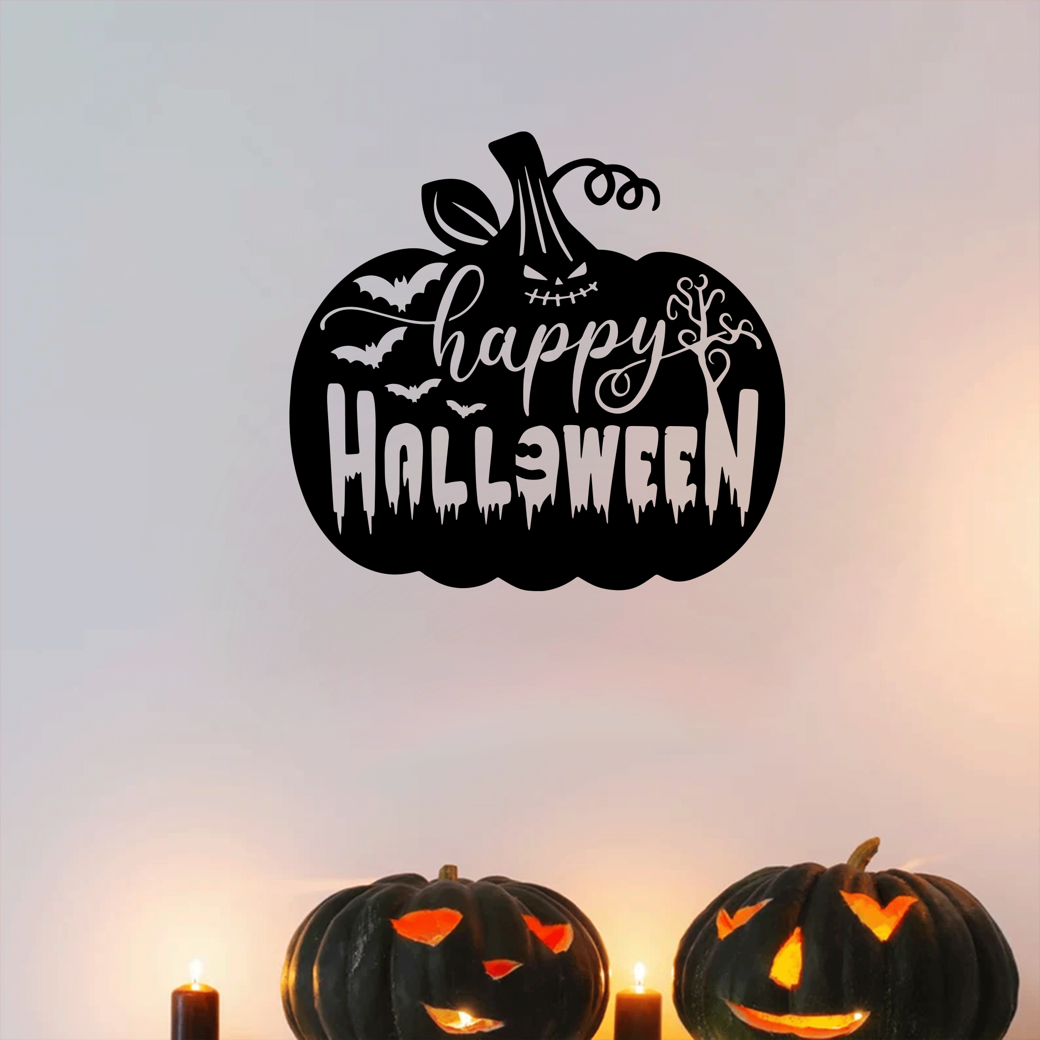 Happy Halloween Pumpkin Metal Wall Art