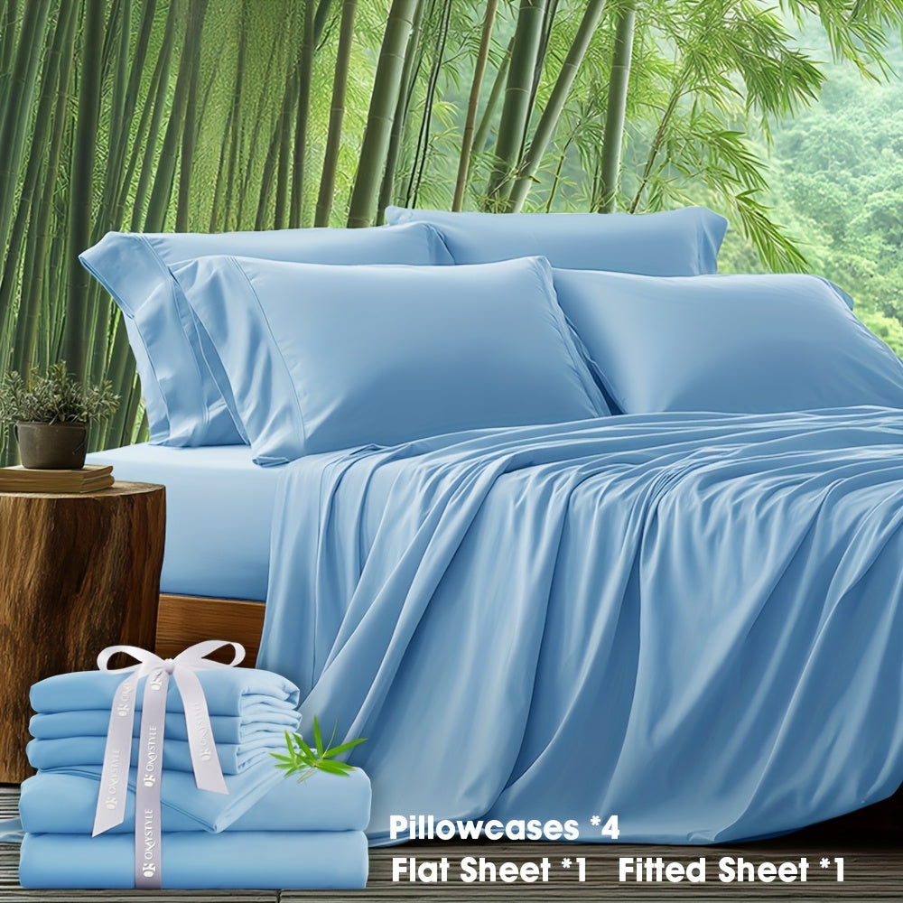 6-Piece Luxury Bamboo Lyocell Blend Sheet Set - Ultra Soft, Breathable, Deep Pocket