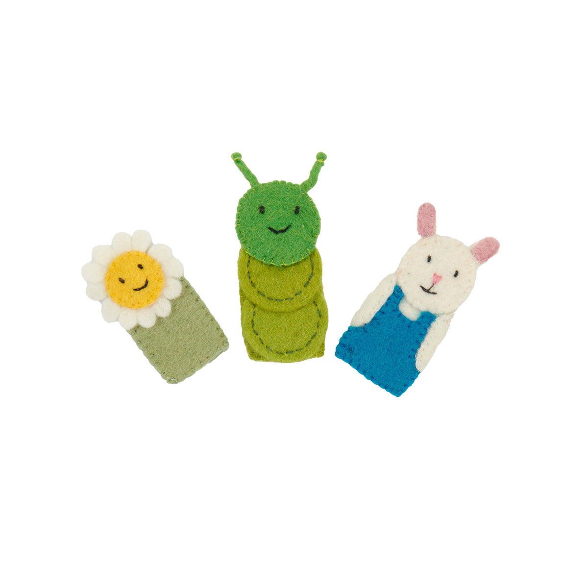 Finger Puppets Set of 3 - Caterpillar, Flower, Bunny Farmer