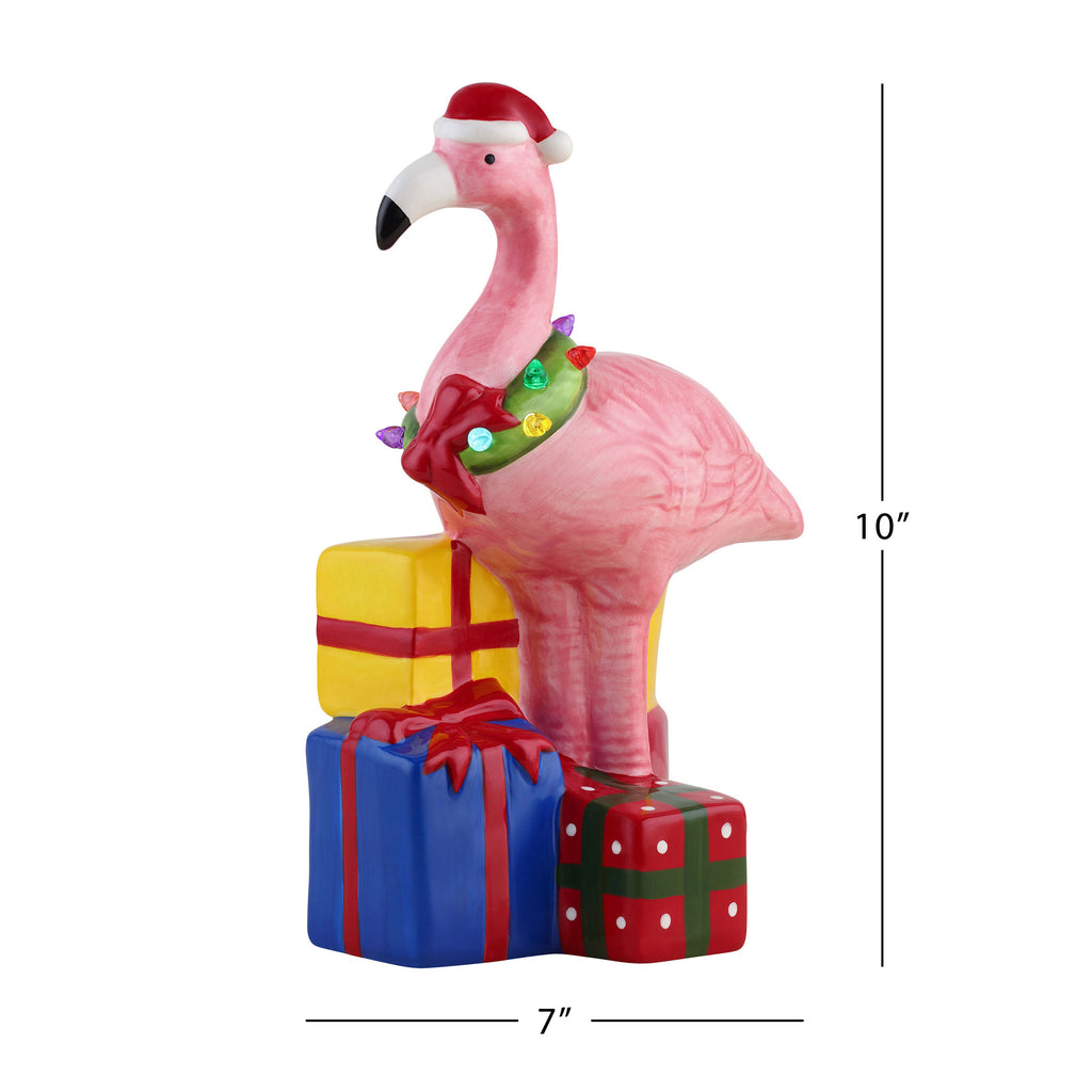 10 in. Ceramic Beach Flamingo