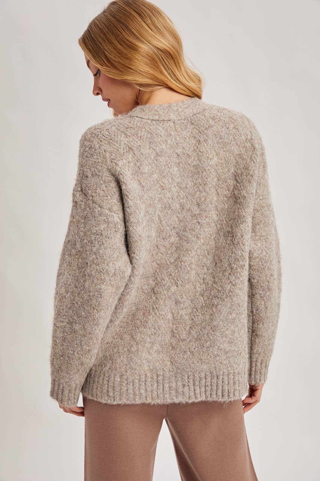 Fuzzy Heathered Knit Cardigan