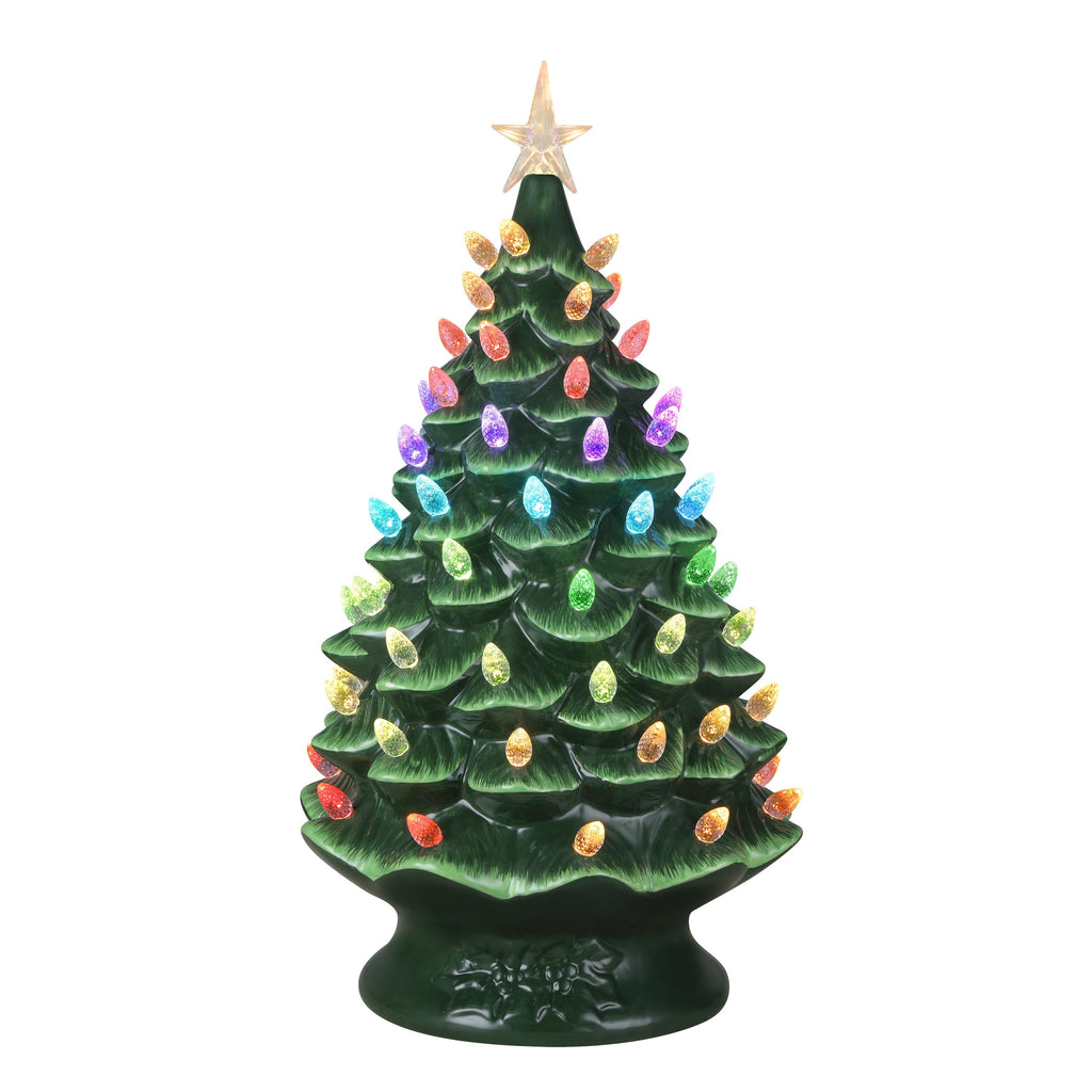 24 in. Green Nostalgic Ceramic Tree with RGB Lightshow