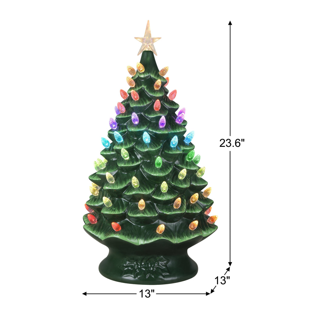 24 in. Green Nostalgic Ceramic Tree with RGB Lightshow