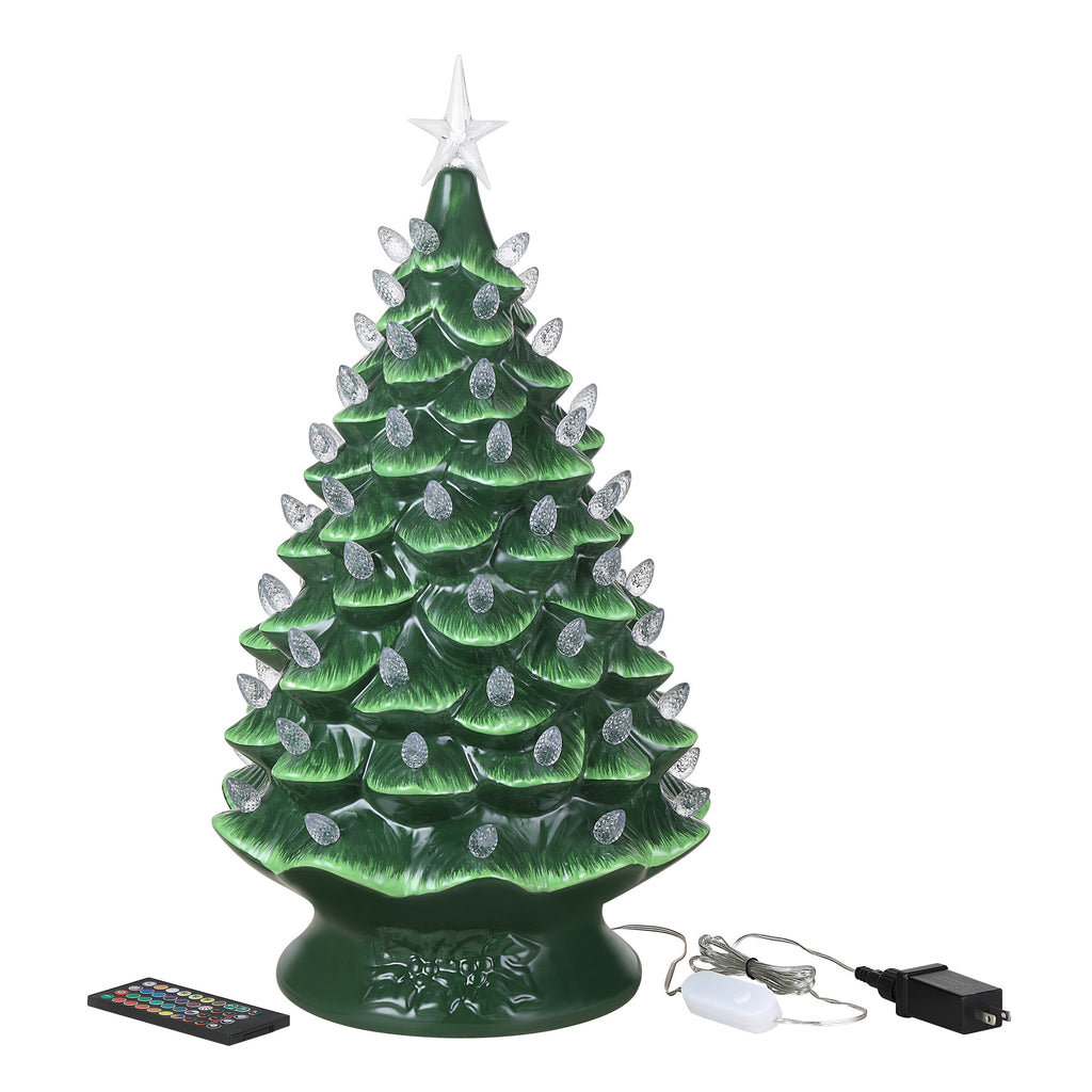 24 in. Green Nostalgic Ceramic Tree with RGB Lightshow