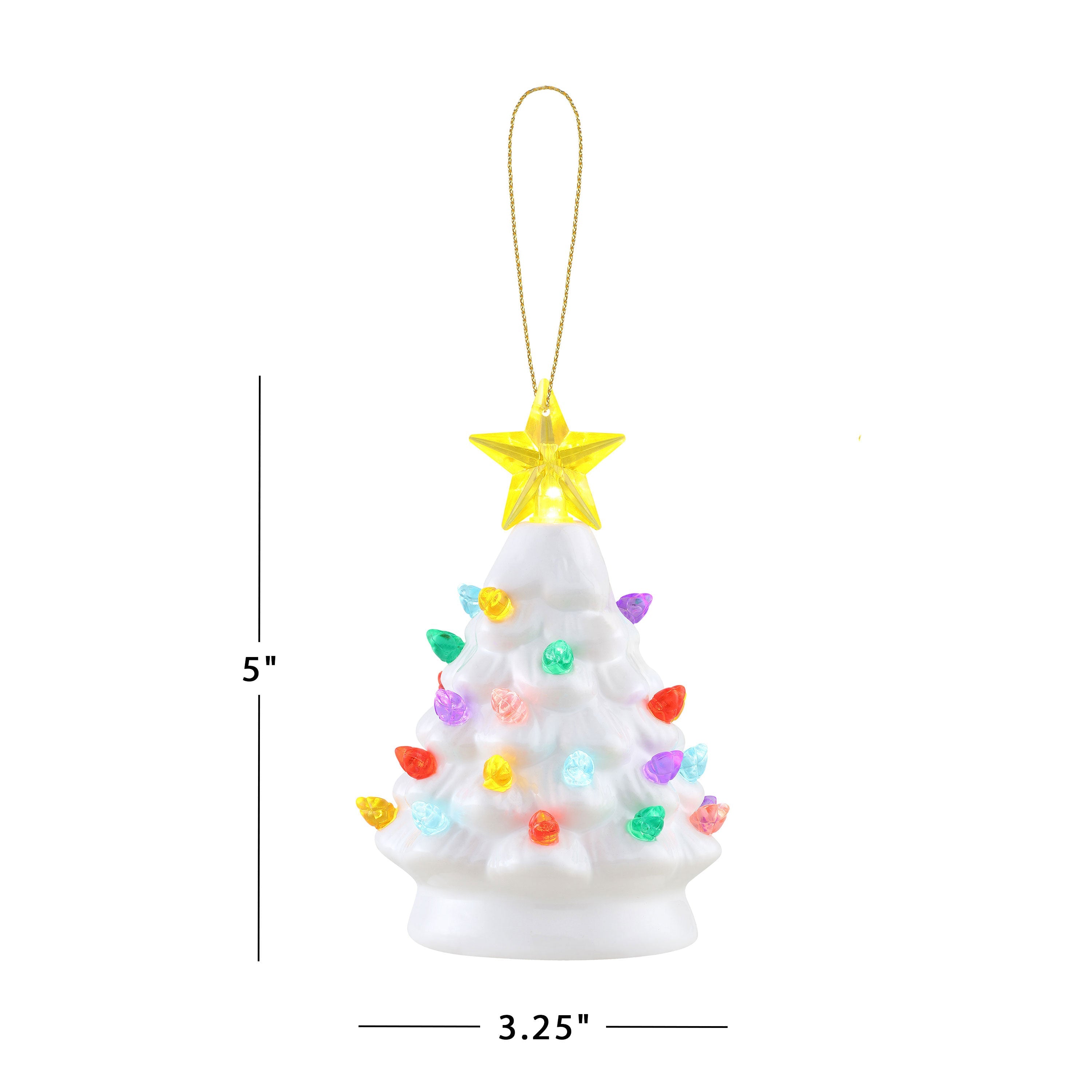 5 in. Set of 3 Nostalgic Ceramic Tree Ornaments - White