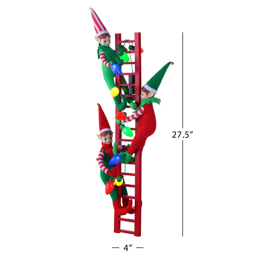 27 in. LED Elves on Ladder