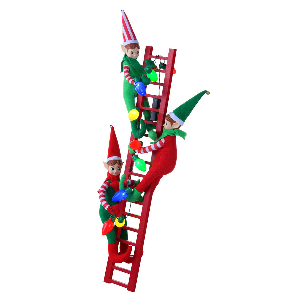 27 in. LED Elves on Ladder