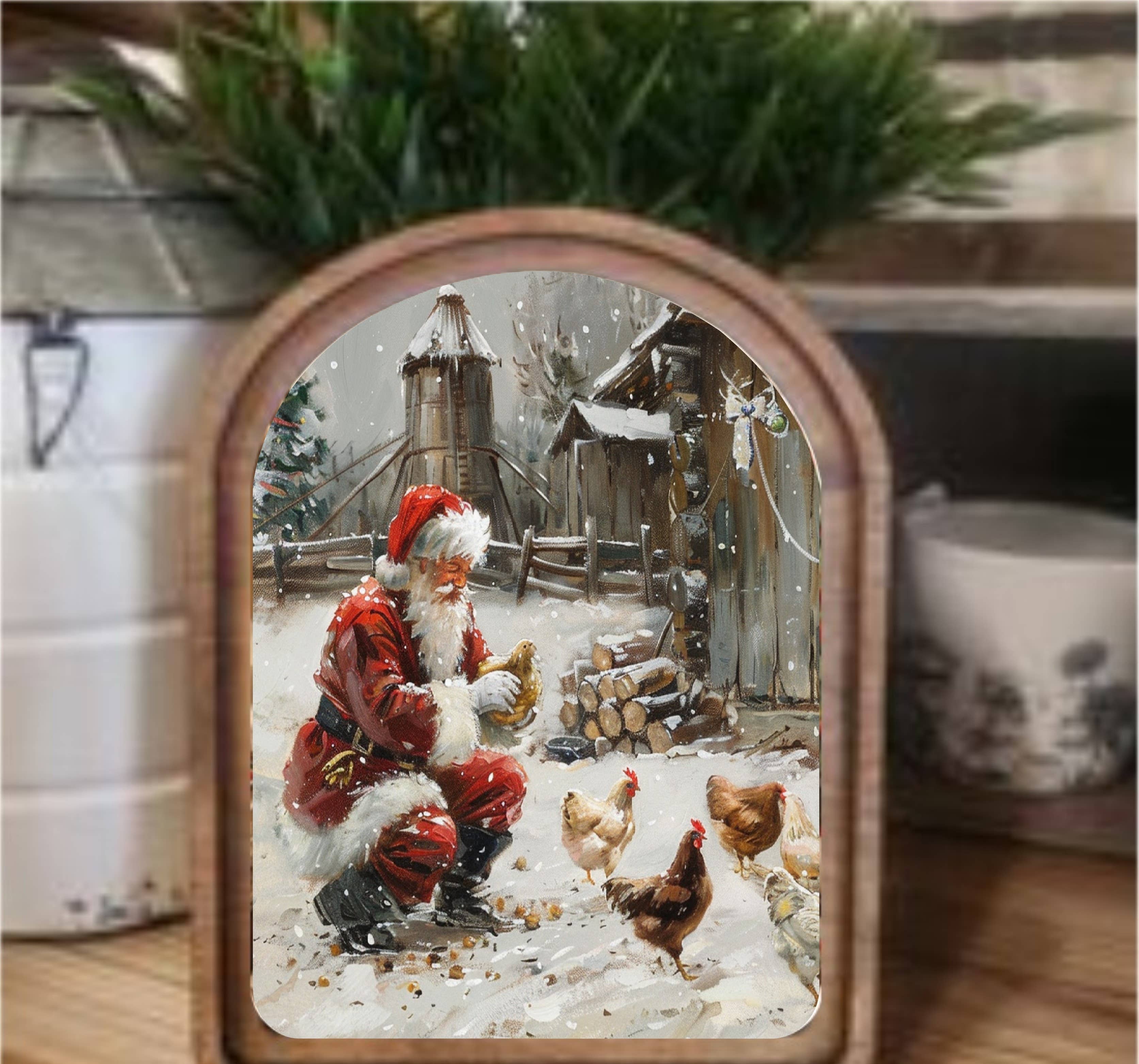 Santa With Chickens Arch