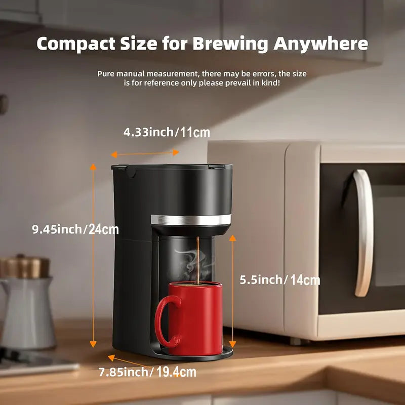 Compact Single-Cup Coffee Maker 6-12oz Rapid Brew Auto Shut-Off
