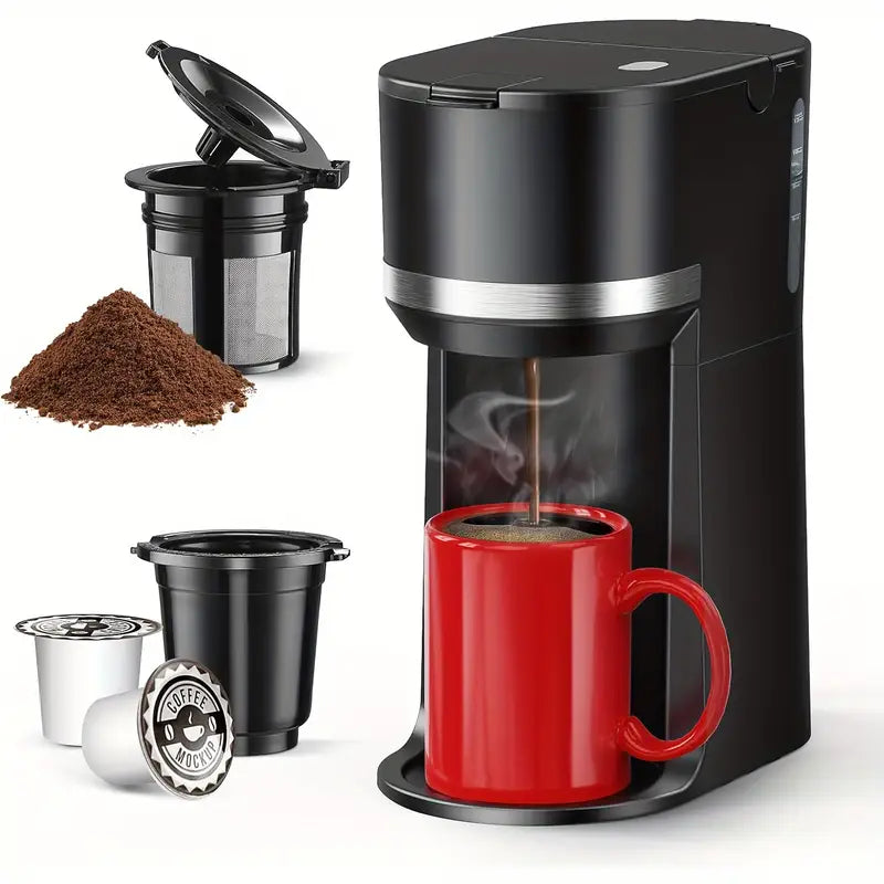 Compact Single-Cup Coffee Maker 6-12oz Rapid Brew Auto Shut-Off