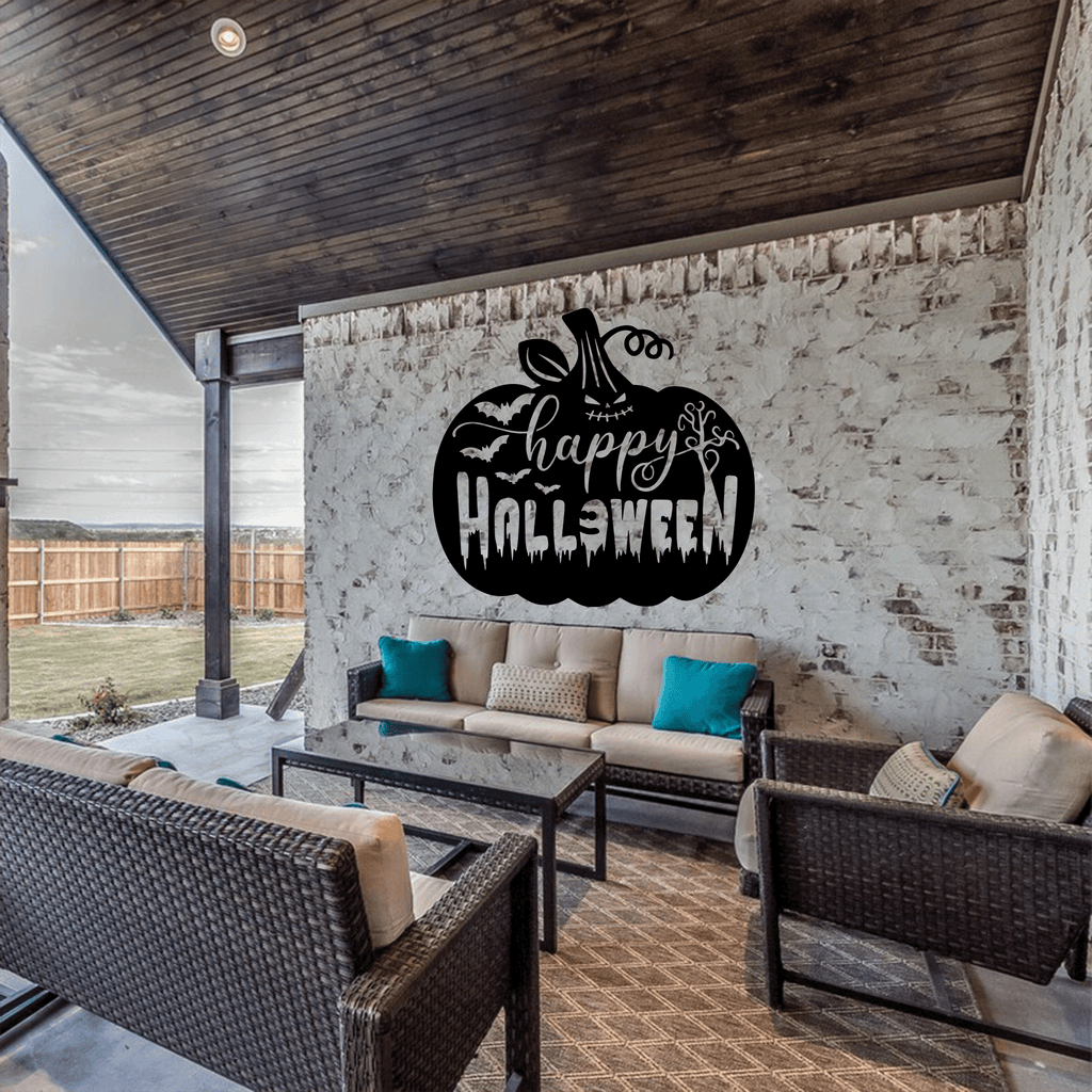 Happy Halloween Pumpkin Metal Wall Art