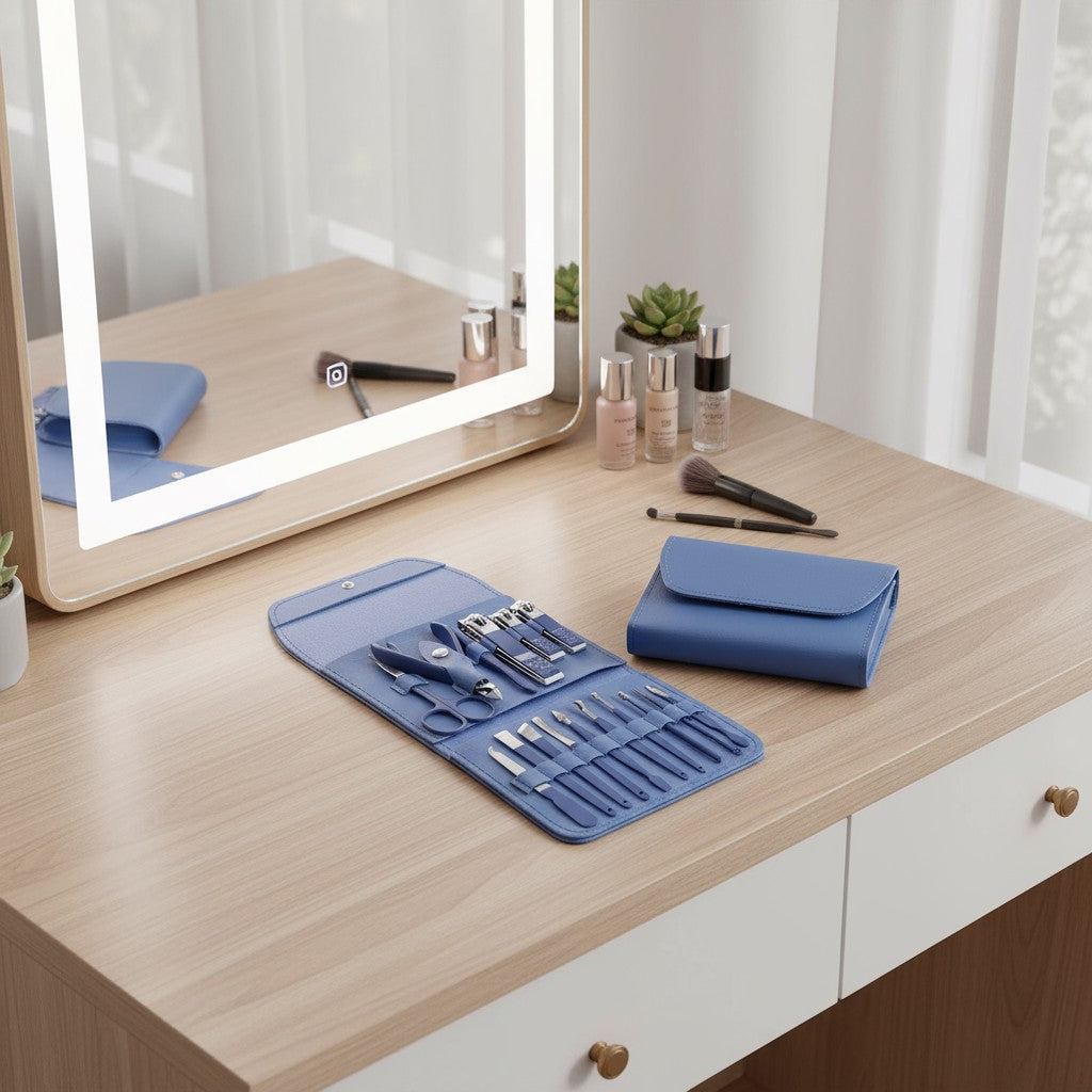 16-Piece Premium Stainless Steel Manicure & Pedicure Travel Kit