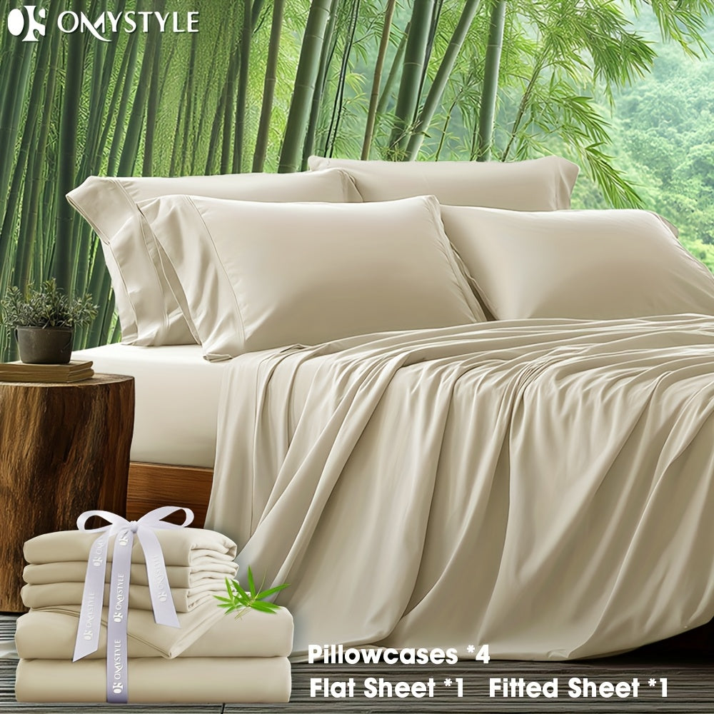 6-Piece Luxury Bamboo Lyocell Blend Sheet Set - Ultra Soft, Breathable, Deep Pocket