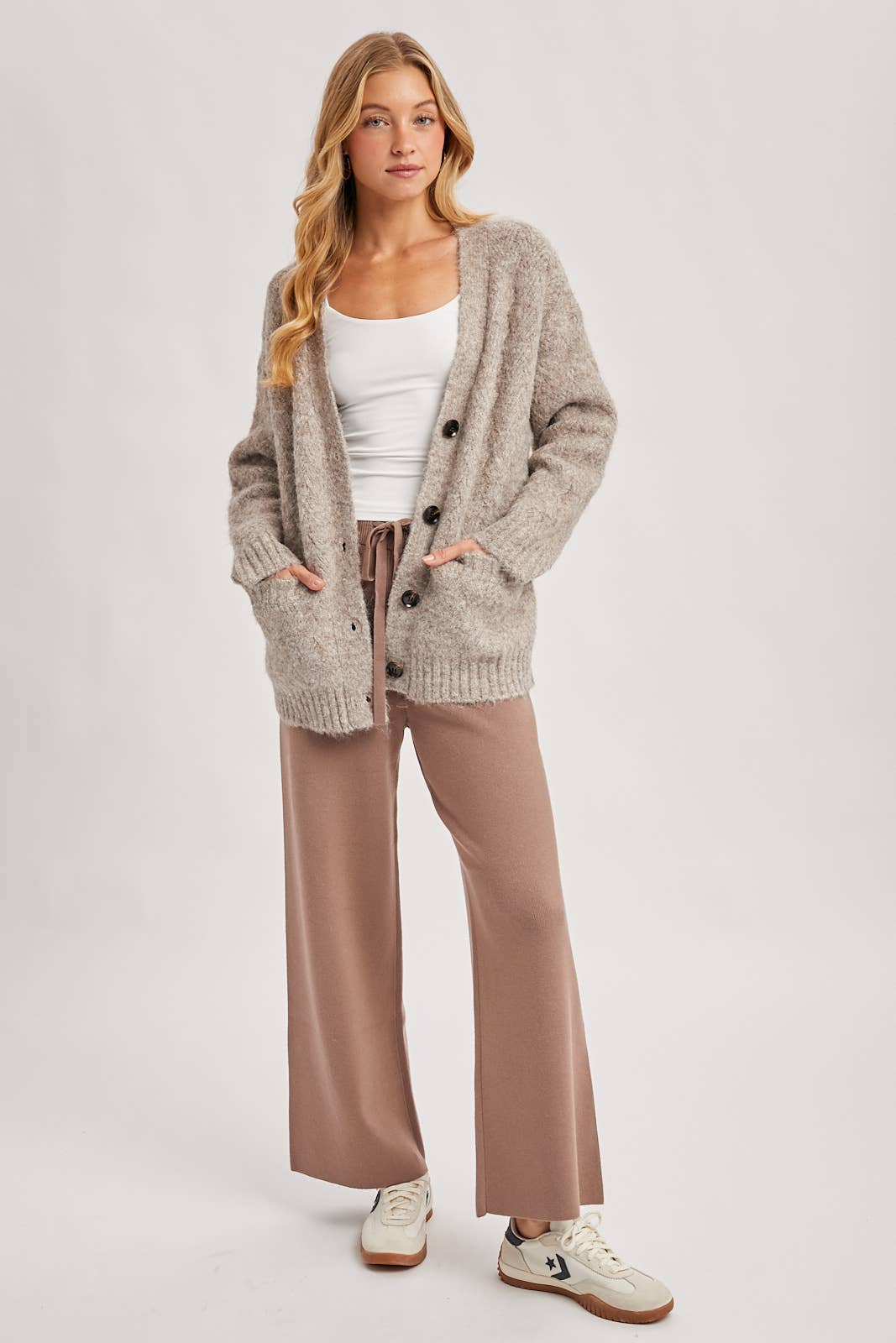 Fuzzy Heathered Knit Cardigan