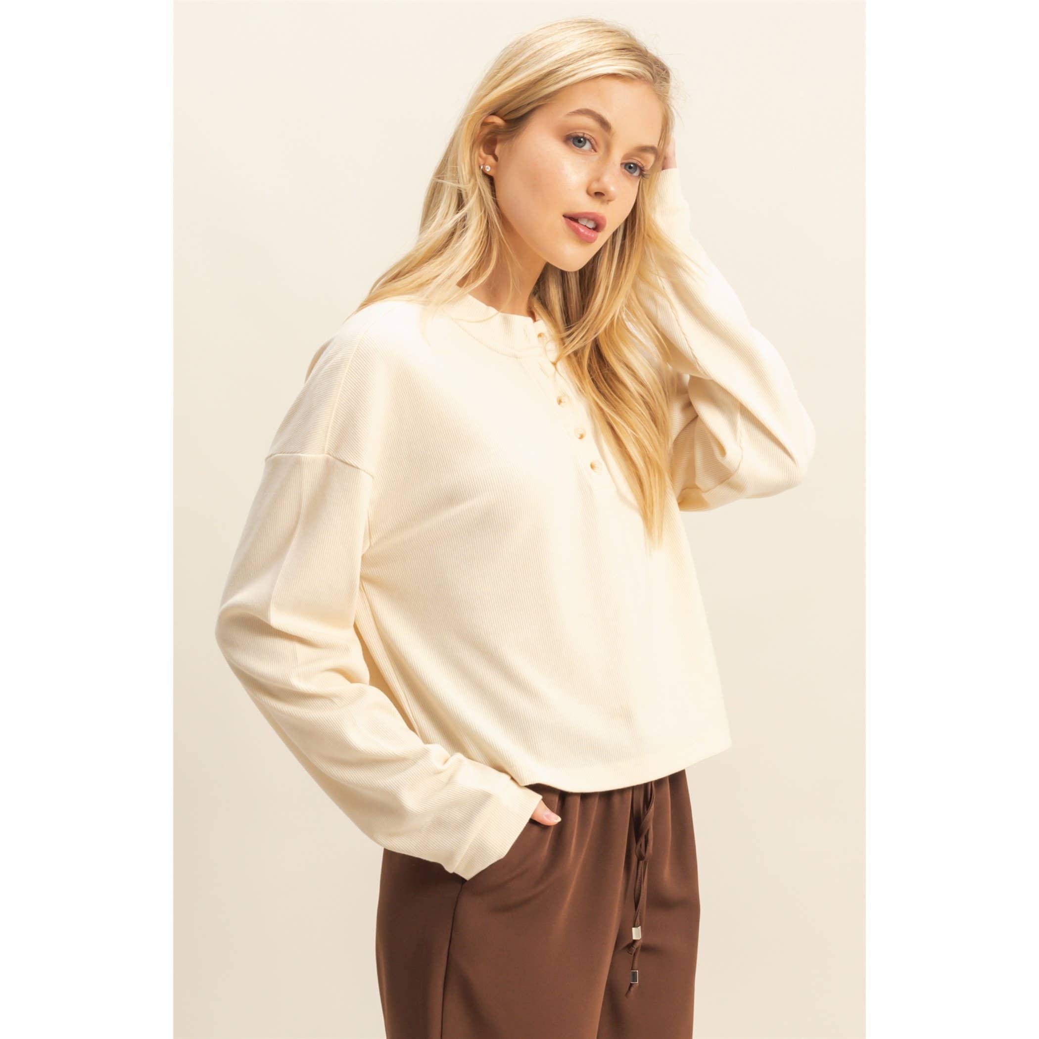 Mineral Washed Henley Top