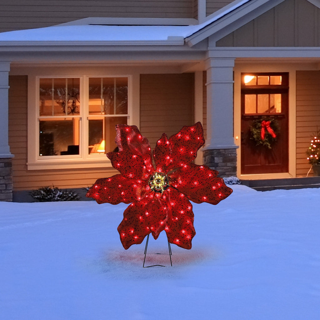 35 in. Outdoor Twinkling LED Poinsettia