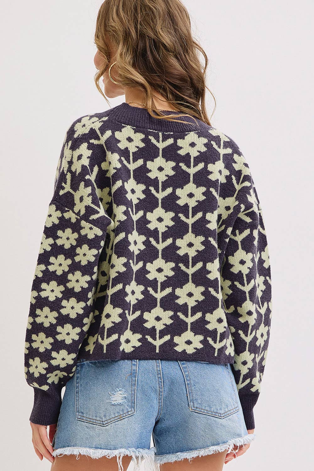 Floral Print Knit Cardigan