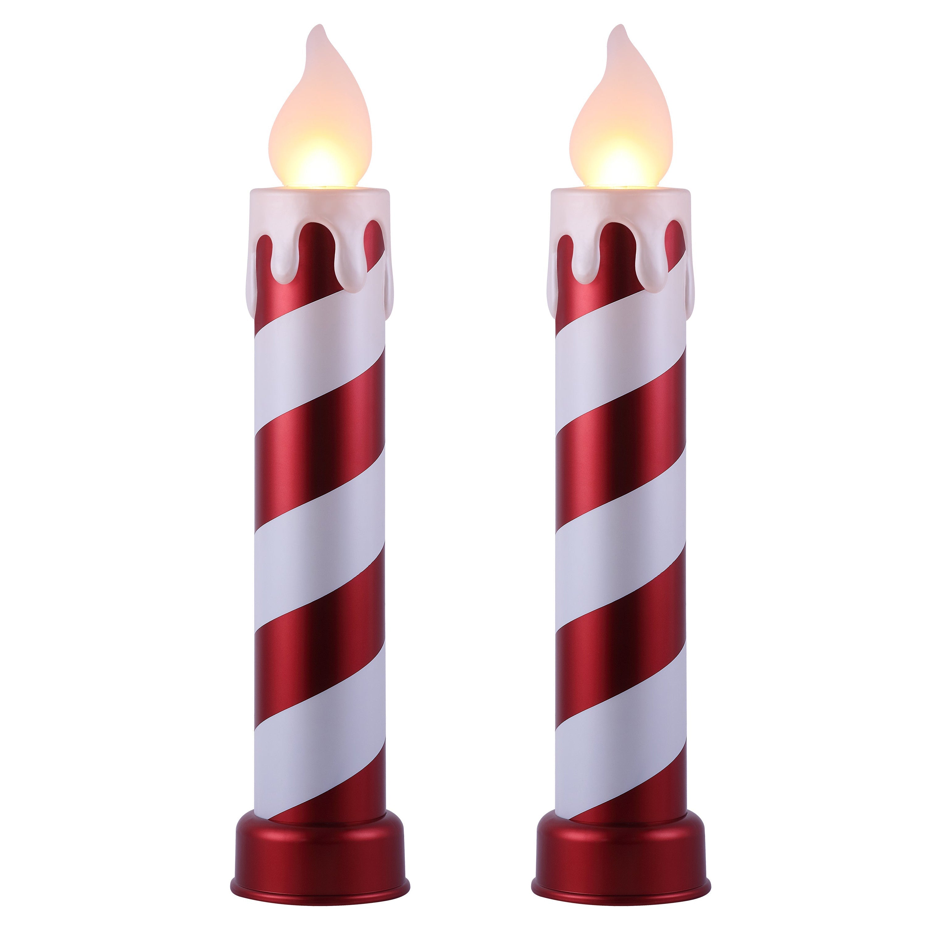 36 in. Striped Metallic Blow Mold Candles - Red and White