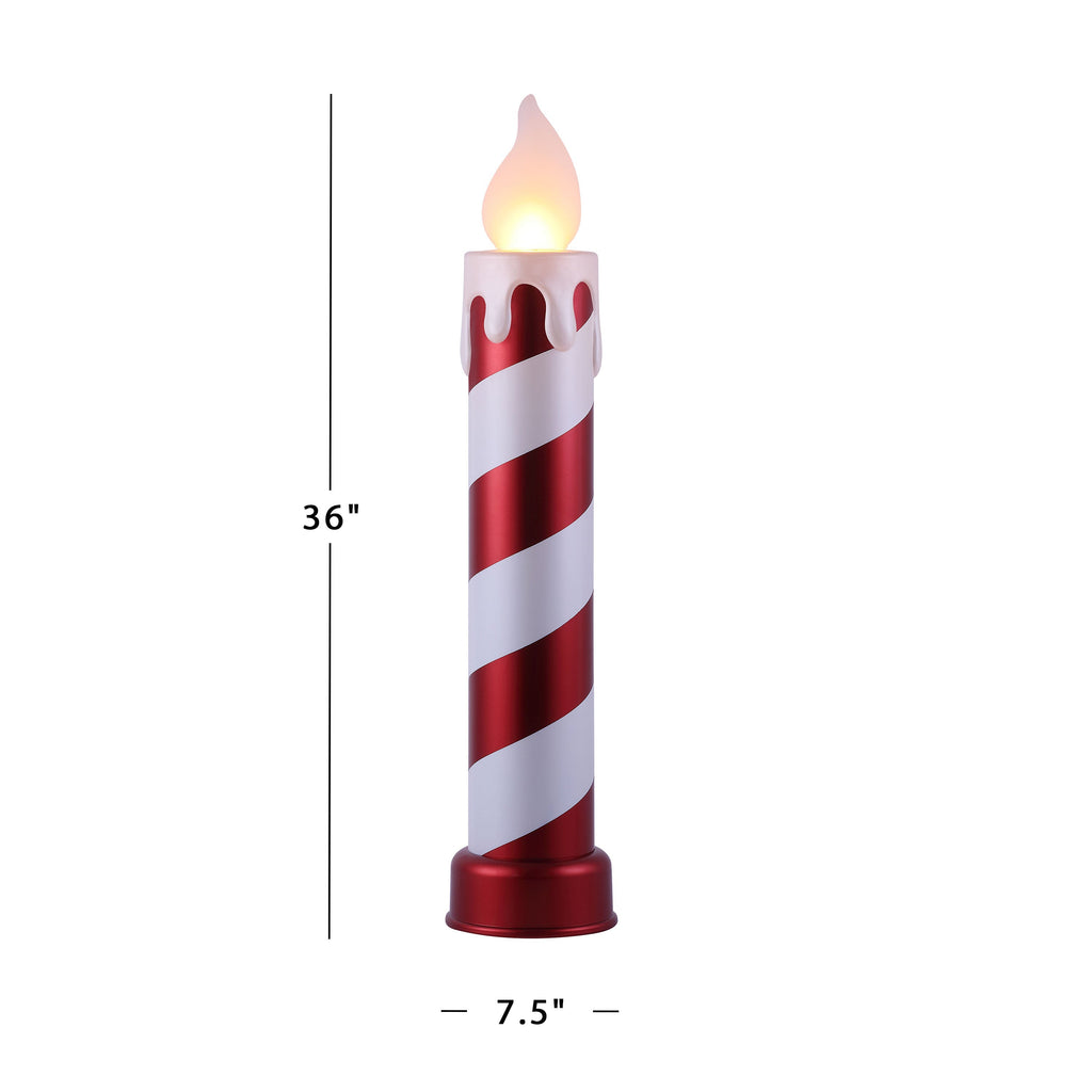 36 in. Striped Metallic Blow Mold Candles - Red and White