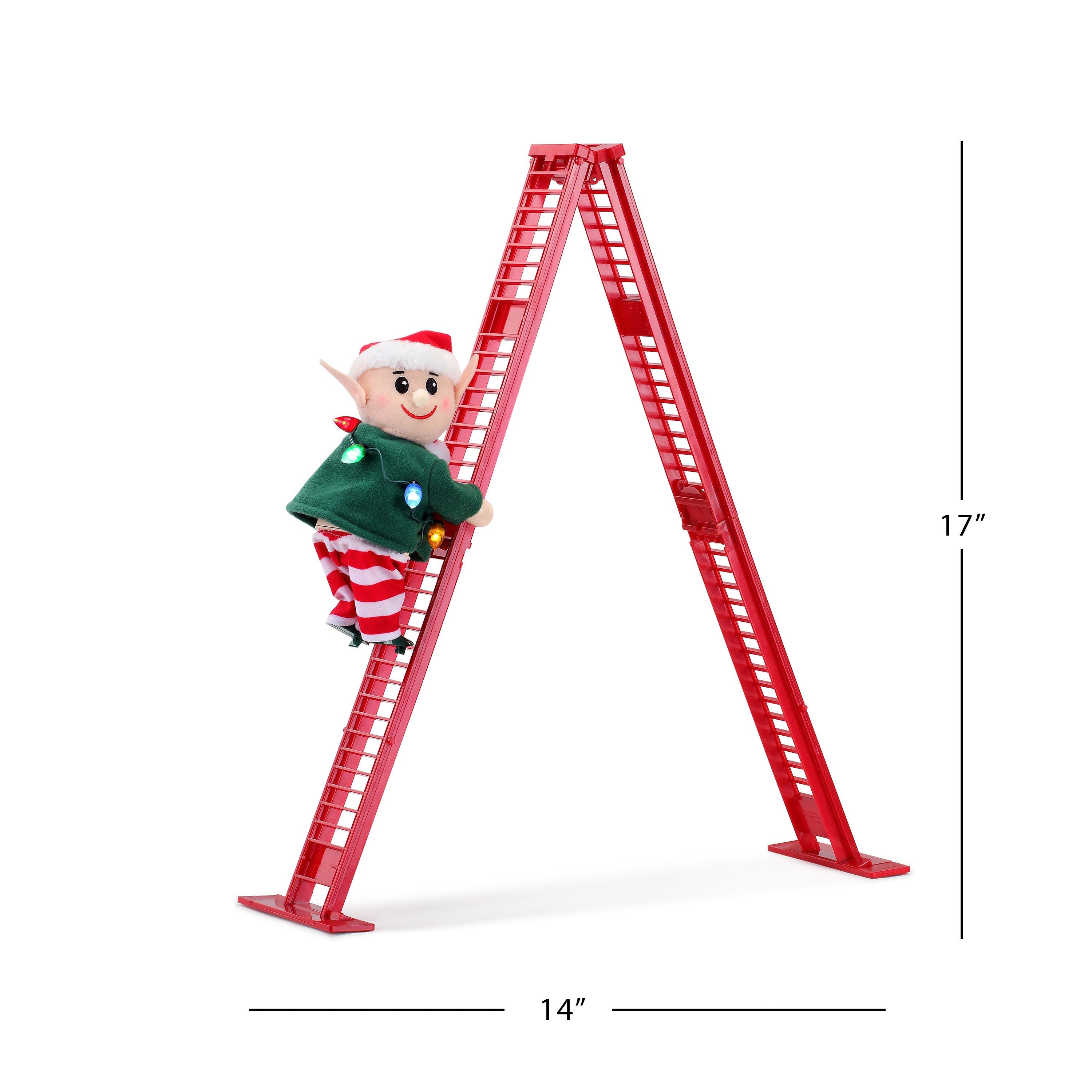 17 in. Animated Ladder Climbing Elf