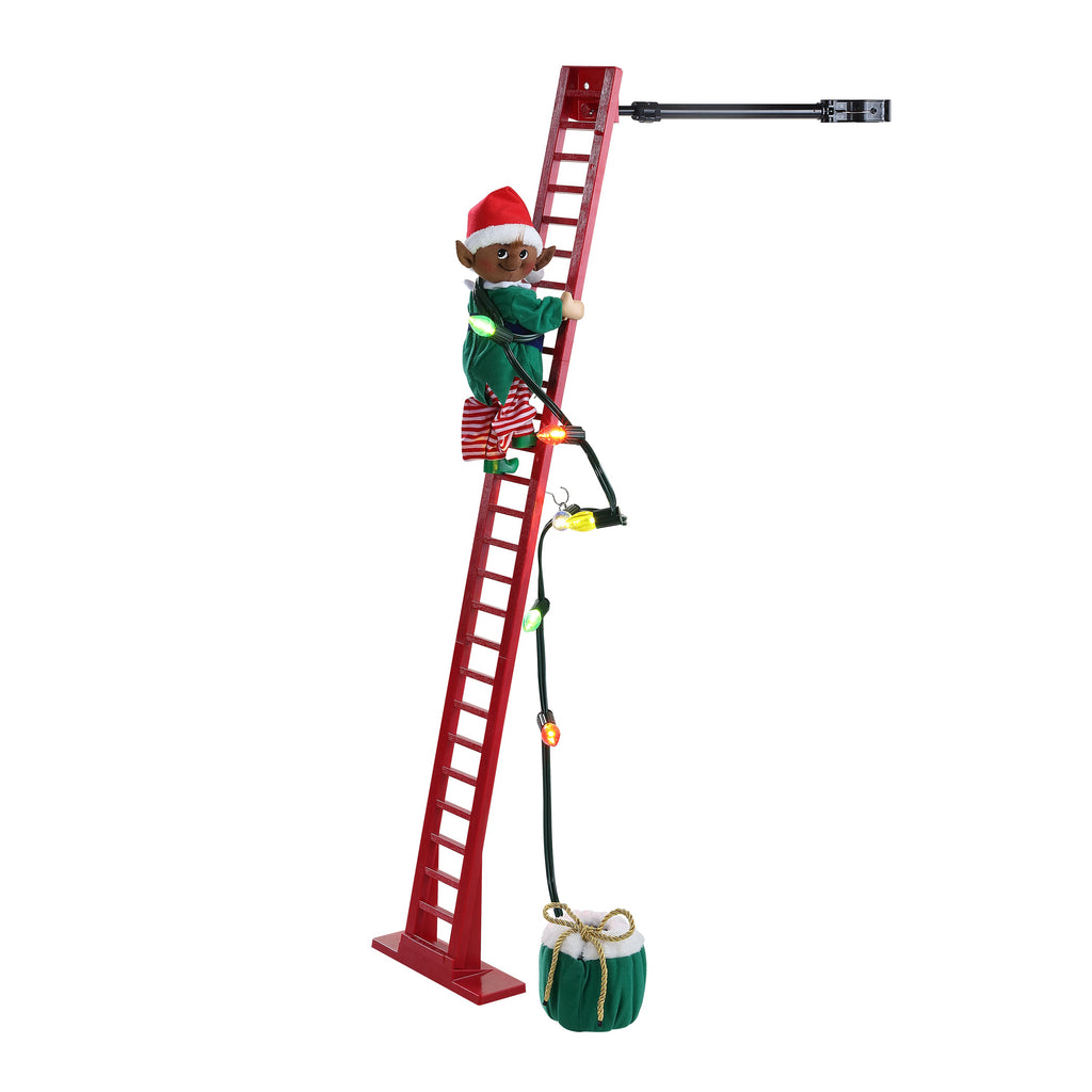 43 in. Animated Ladder Climbing Black Elf