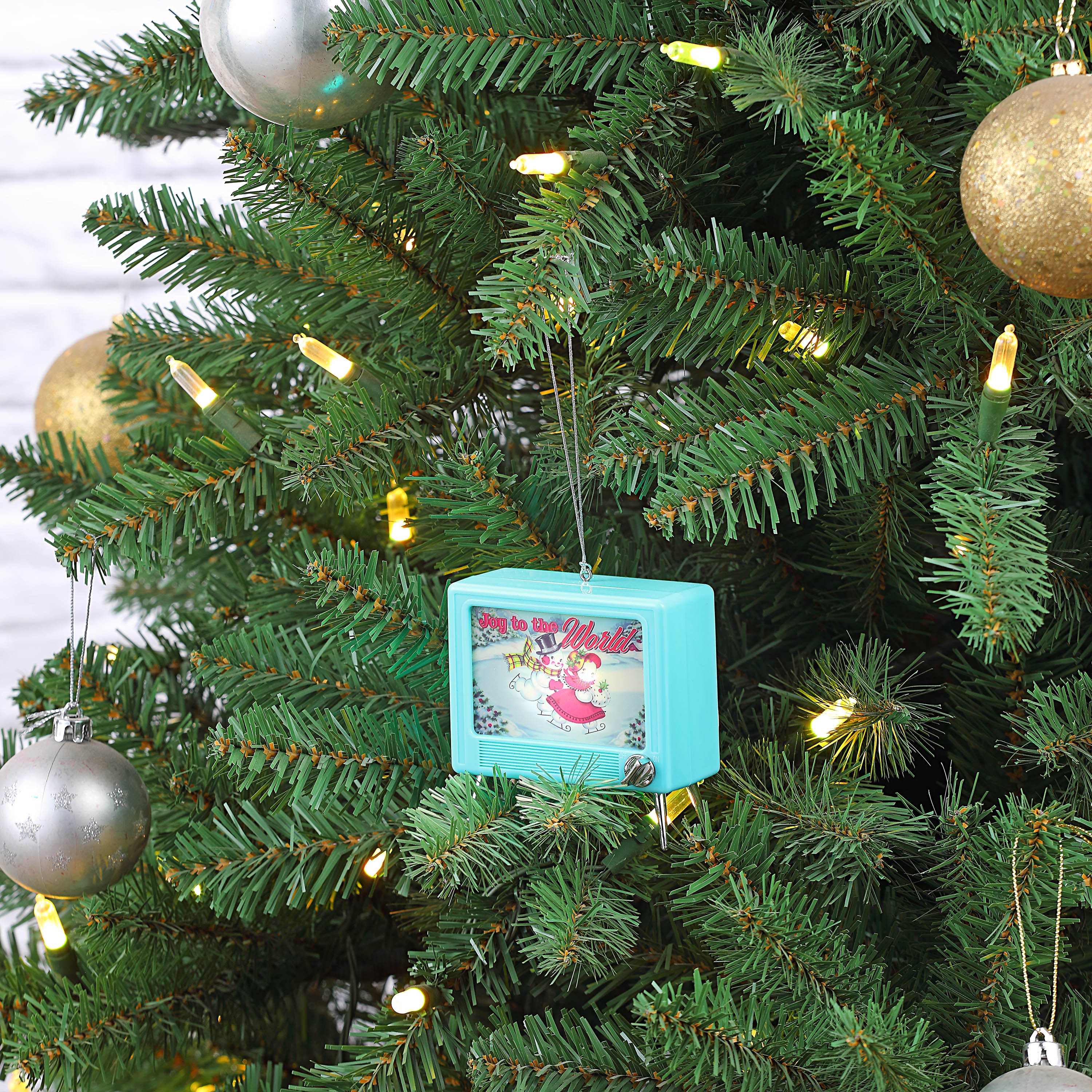 3 in. Musical LED TV Ornament - Teal