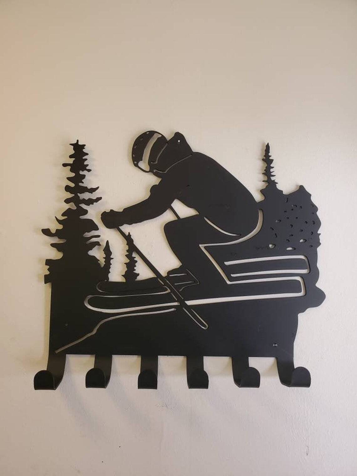 Metal ski wall decoration Skier Door Wall Art