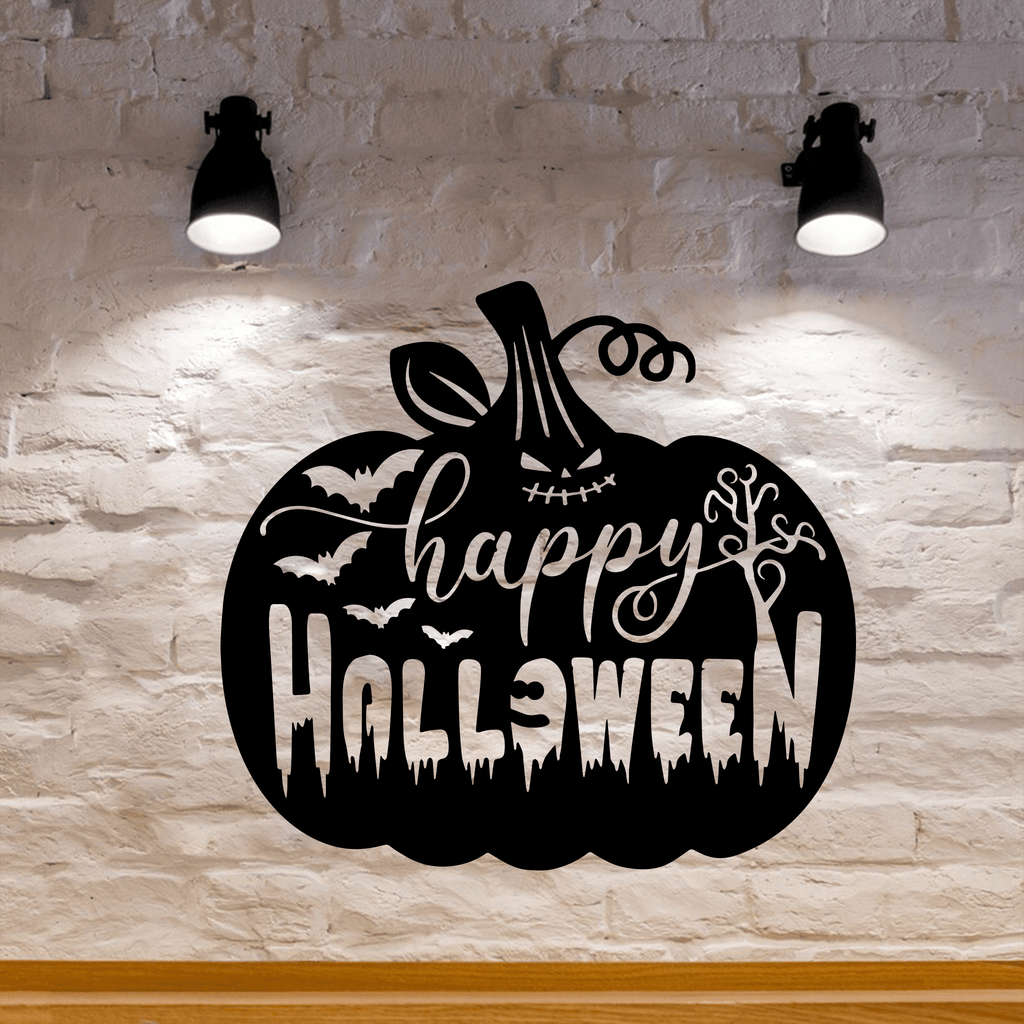 Happy Halloween Pumpkin Metal Wall Art
