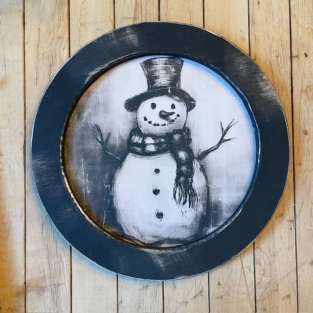 Round Black and White Snowman