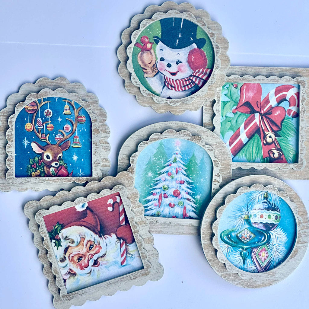 Vintage Style Retro Christmas Magnet