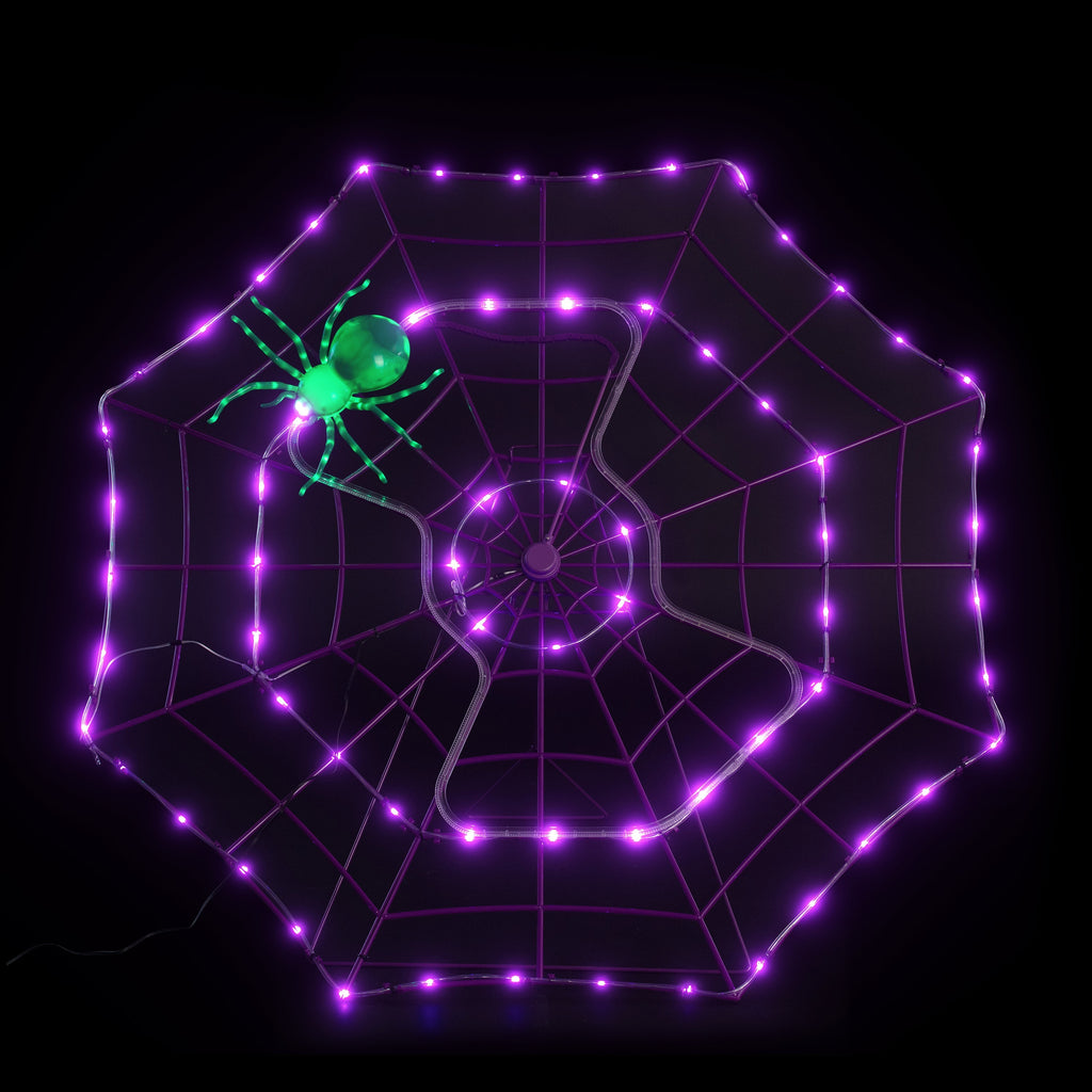 4' Outdoor Animated Spider Web - Purple